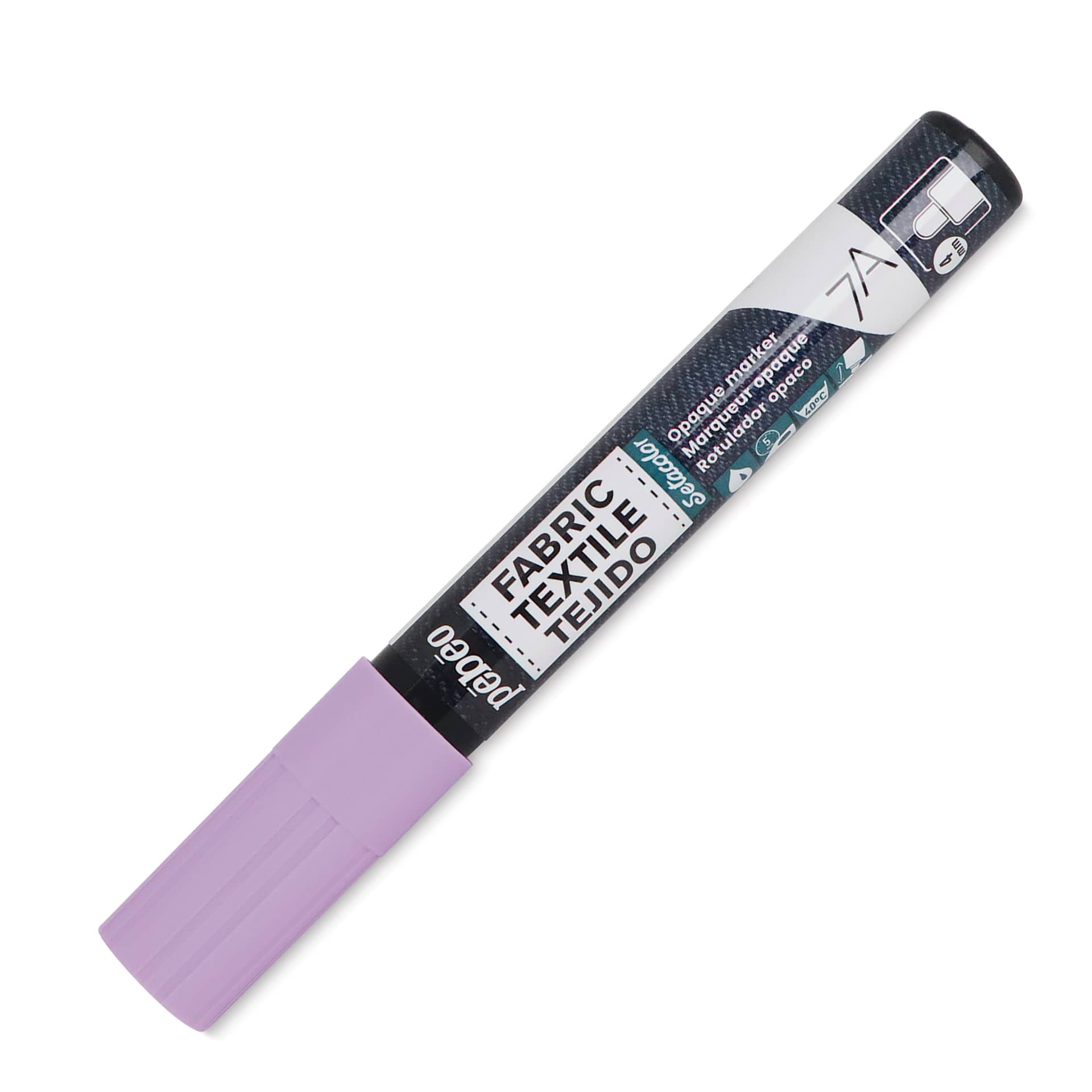 Pebeo 7A Opaque Fabric Marker - Pastel Violet, 4 mm (Cap on)