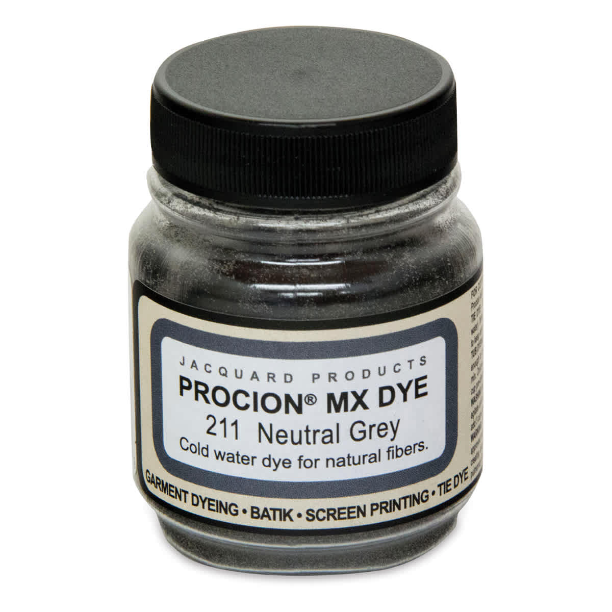 Jacquard Procion MX Fiber Reactive Cold Water Dye - Neutral Gray, 2/3 oz jar