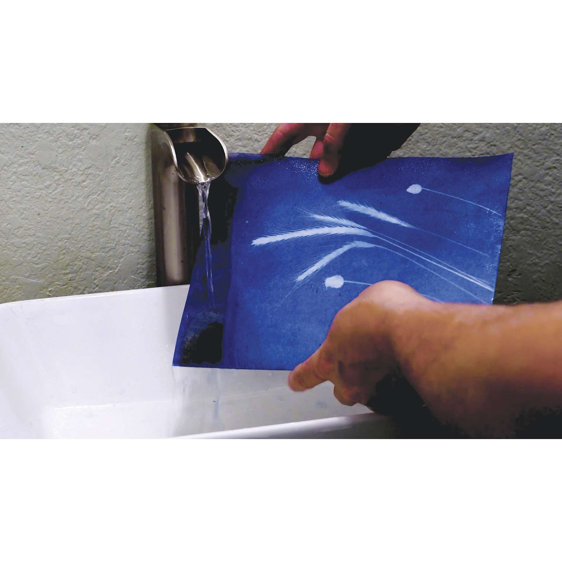 Jacquard Cyanotype Kit, print being washed