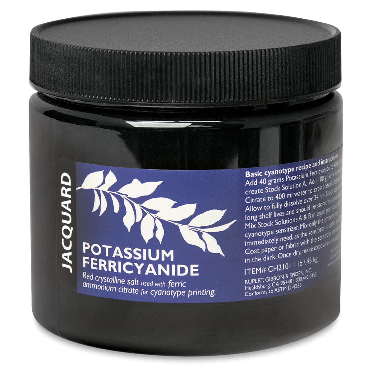 Jacquard Cyanotype - Potassium Ferricyanide. Front of jar.