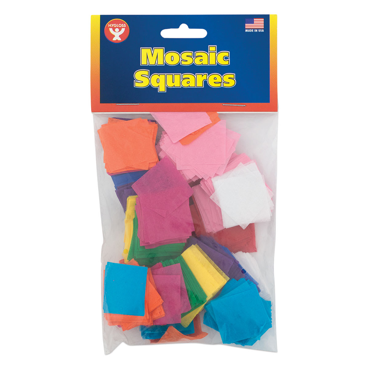 Hygloss Mosaic Squares - 2500 Tissue Paper Squares shown in package