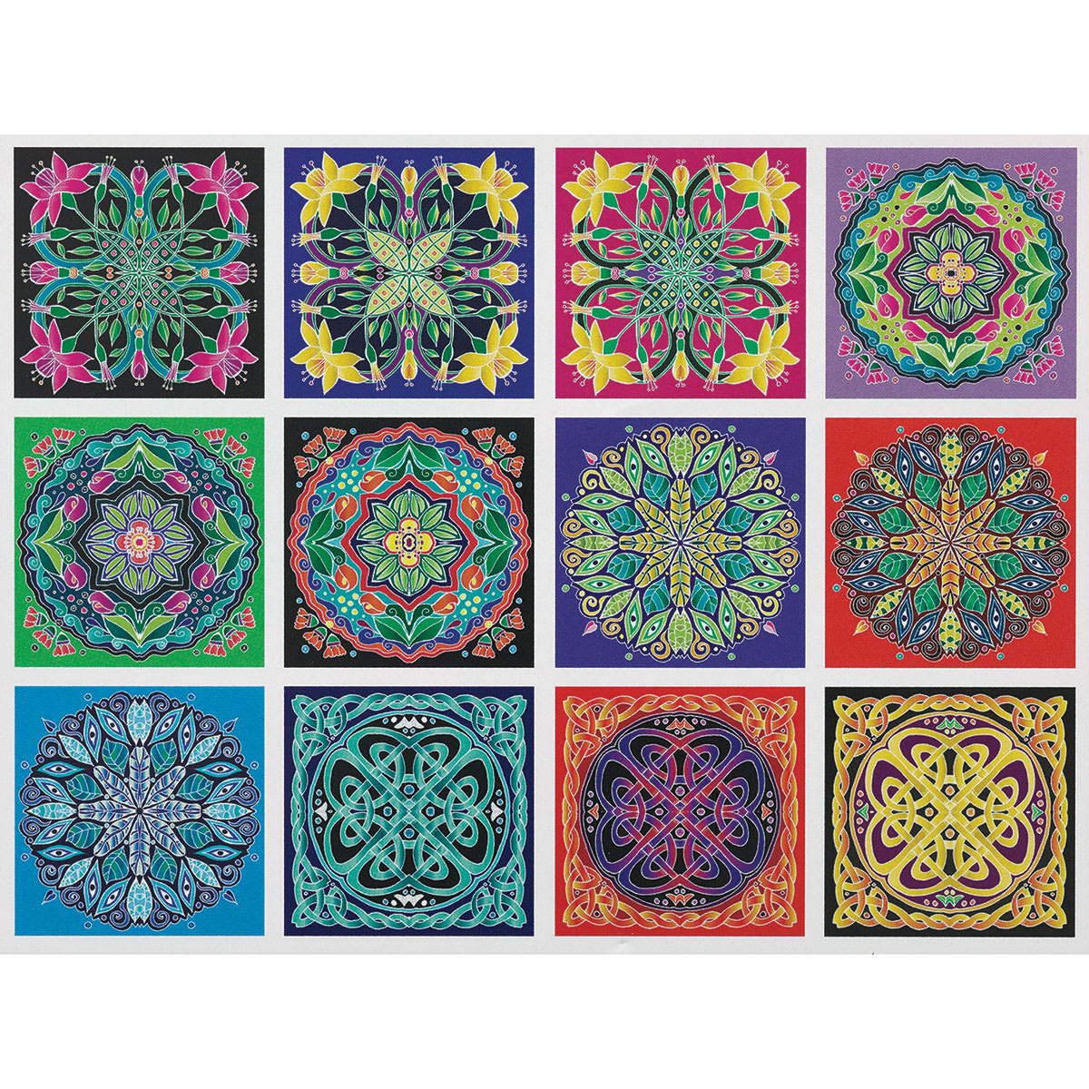 Yasutomo Kaleidoscope Series Origami Paper - Chart showing each Artistic design in package