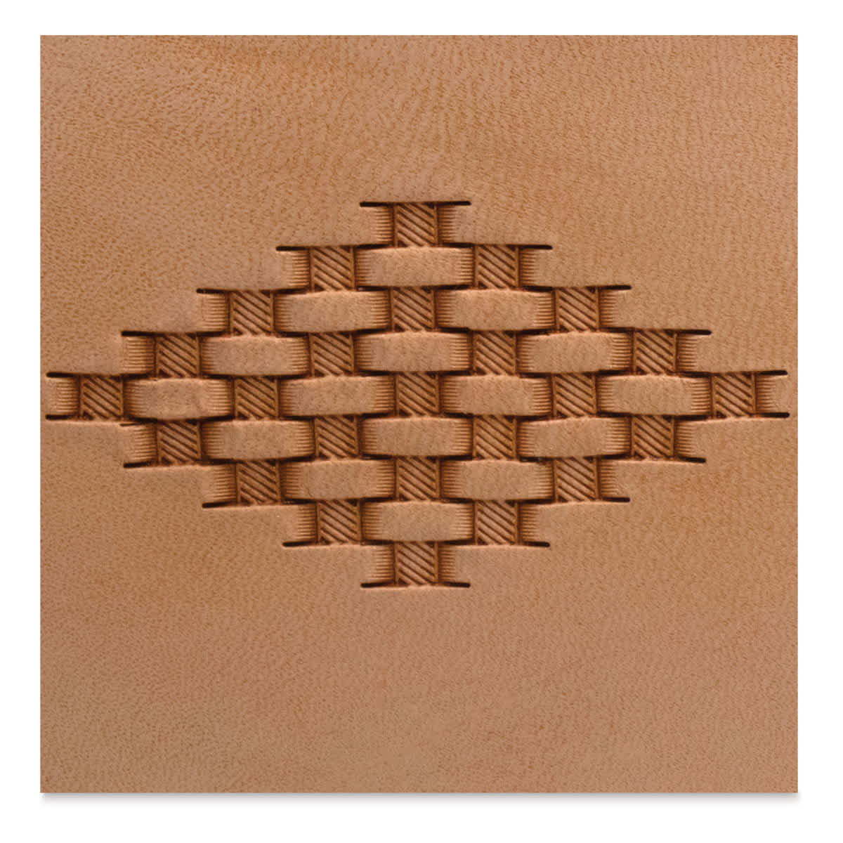 Basket weave leather tooling with Realeather One Step Leather Dressing in Dark Brown.