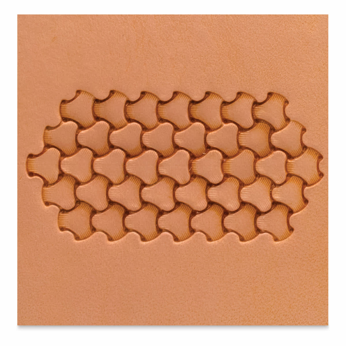 Embossed leather tinted with Realeather One Step Leather Dressing in Saddle Tan