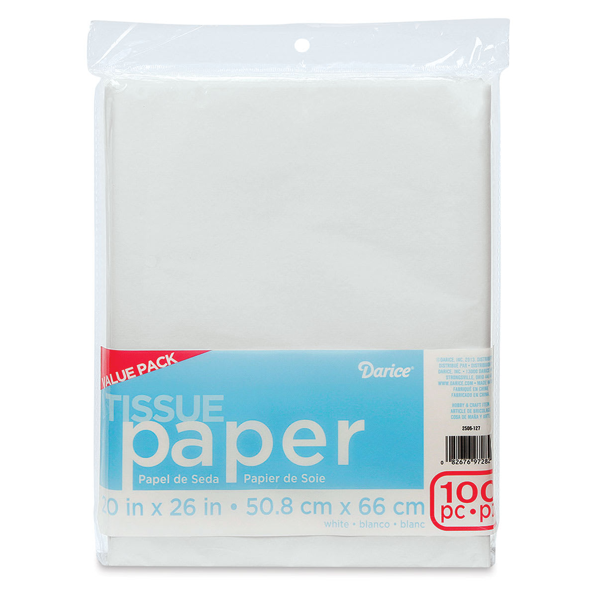 Darice Tissue Paper - White, 100 Sheets, 20" x 26"