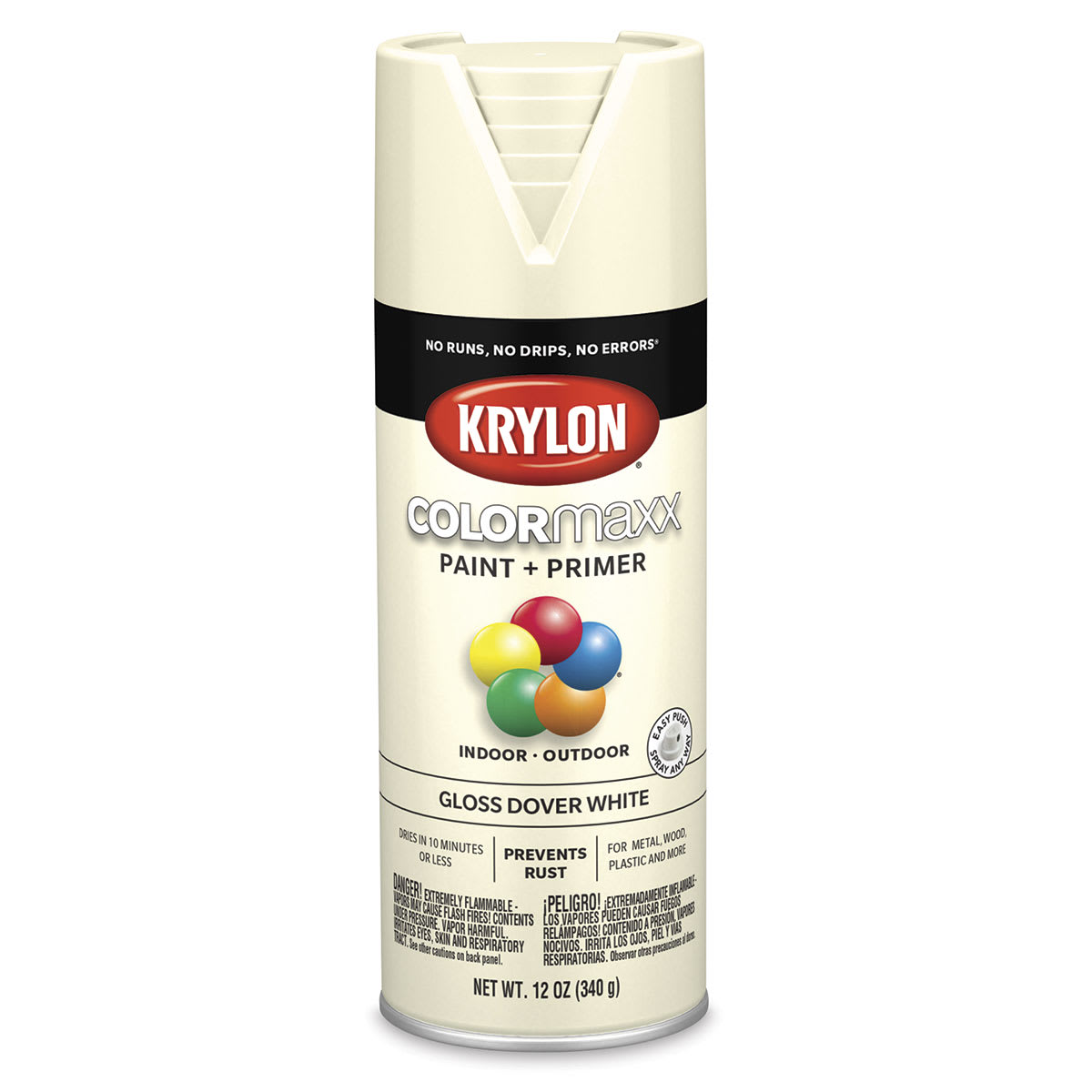 Krylon Colormaxx Spray Paint - Dover White, Gloss, 12 oz