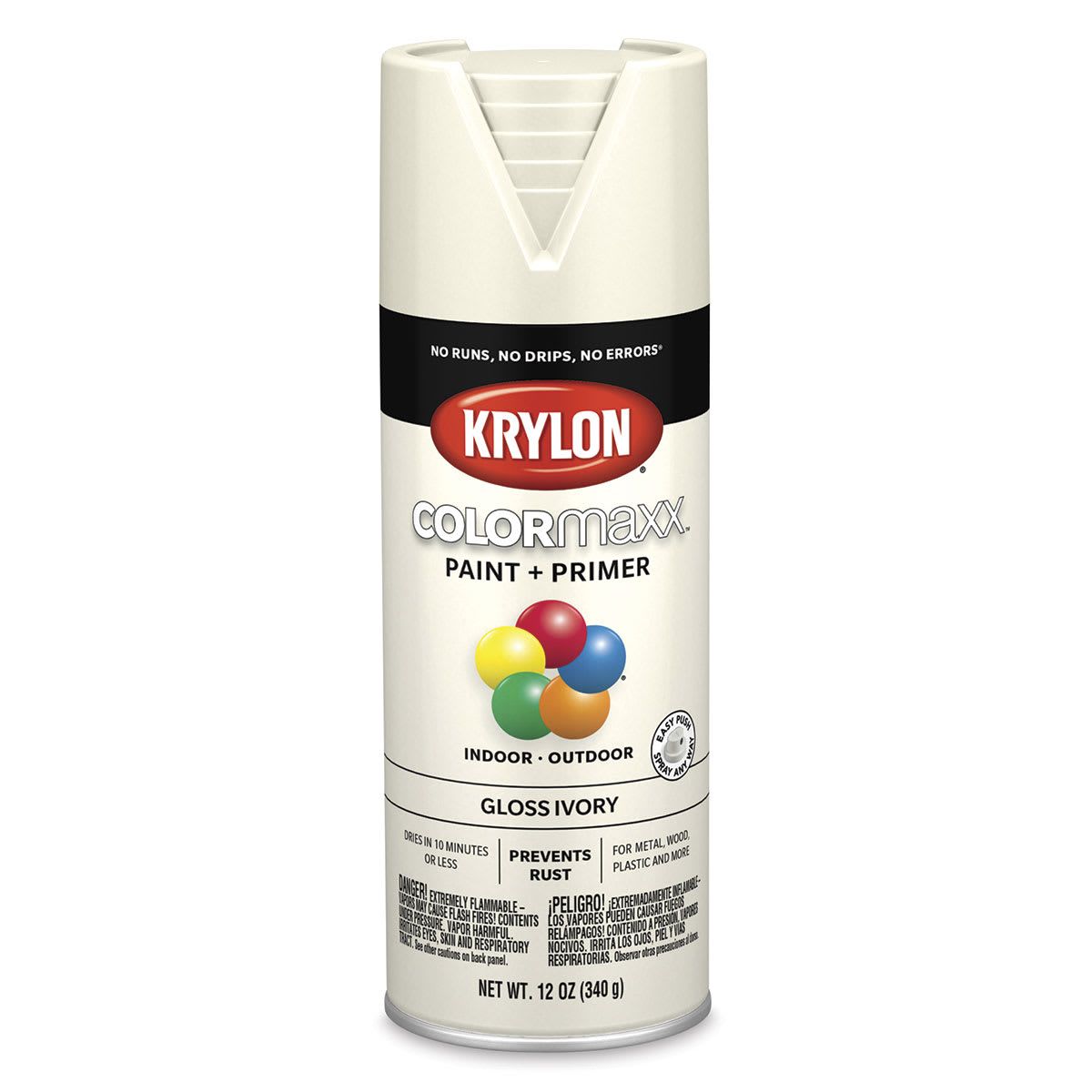 Krylon Colormaxx Spray Paint - Ivory, Gloss, 12 oz