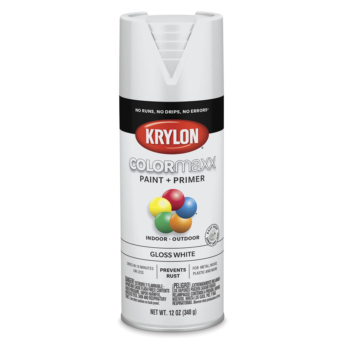 Krylon Colormaxx Spray Paint - White, Gloss, 12 oz