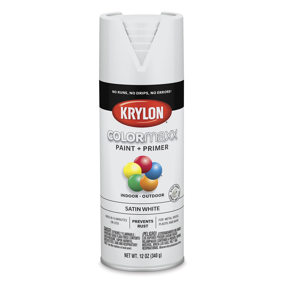 Krylon Colormaxx Spray Paint - White, Satin, 12 oz