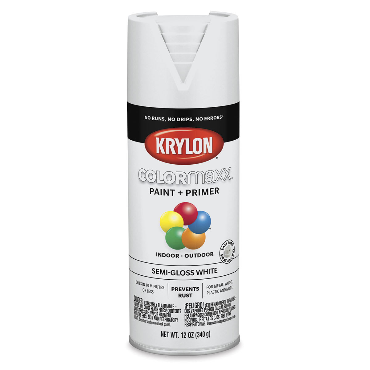 Krylon Colormaxx Spray Paint - White, Semi-Gloss, 12 oz