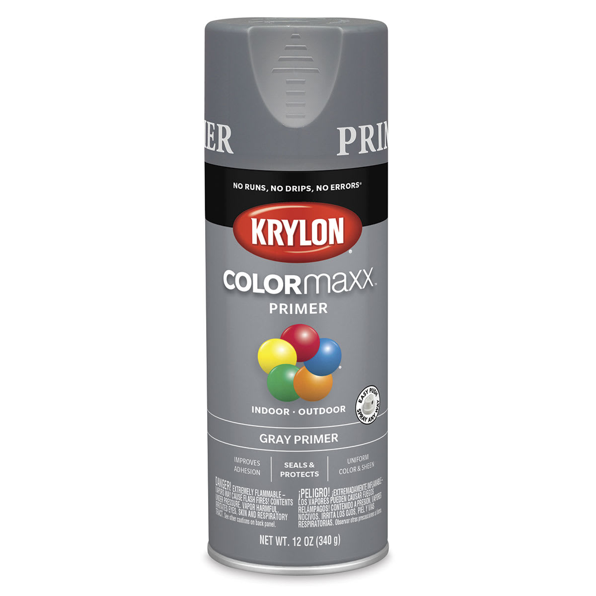 Krylon Colormaxx Primer - Front of can of Gray Primer