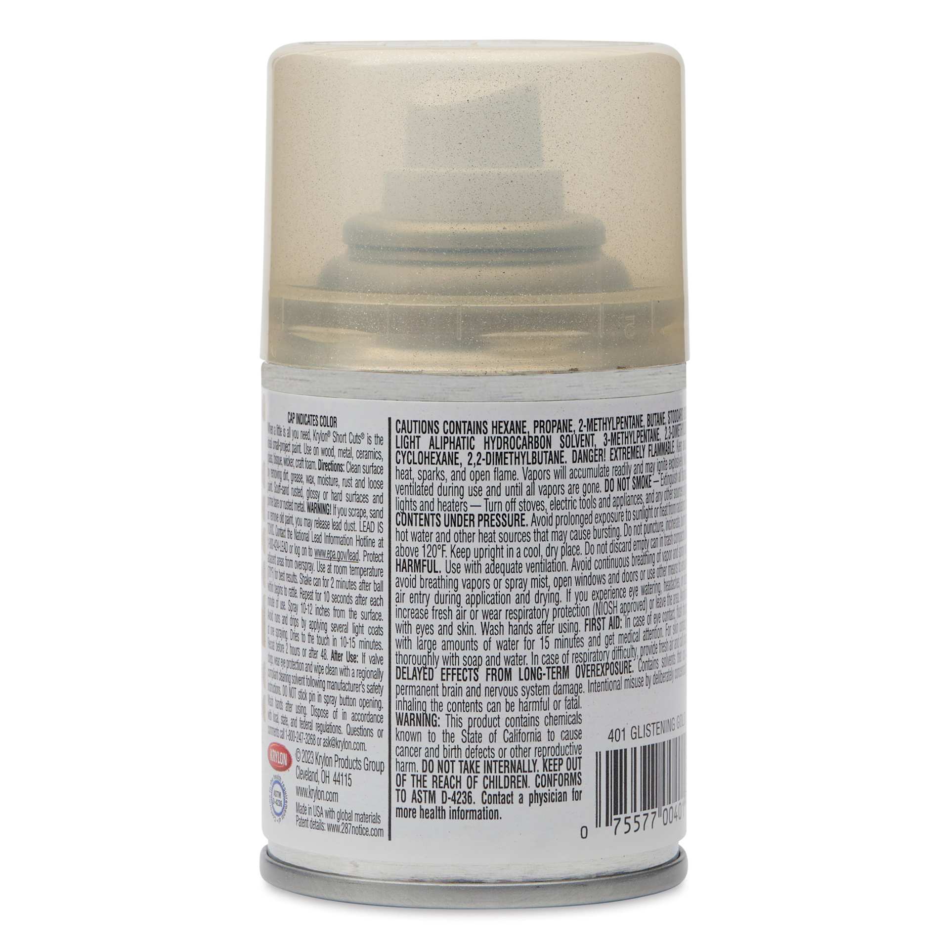 Krylon Glitter Spray Paint - Glistening Gold, 3 oz Can, back of can