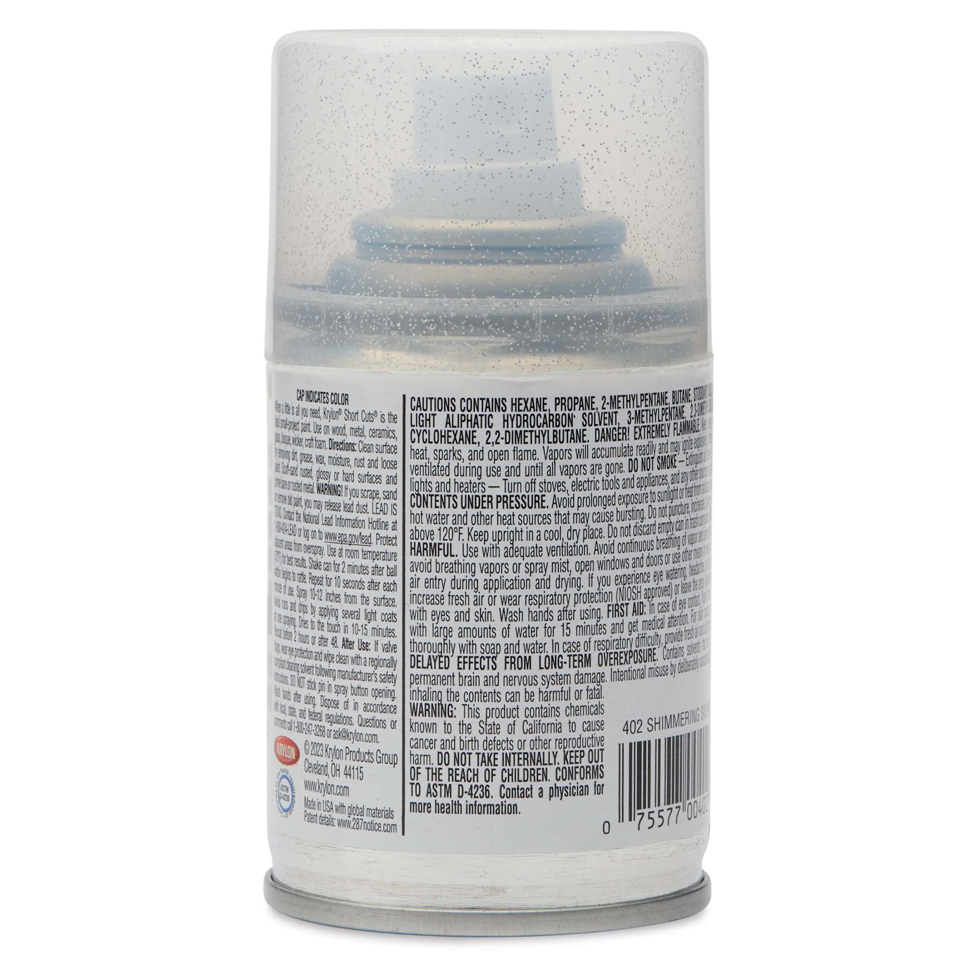 Krylon Glitter Spray Paint - Shimmering Silver, 3 oz Can, back of can