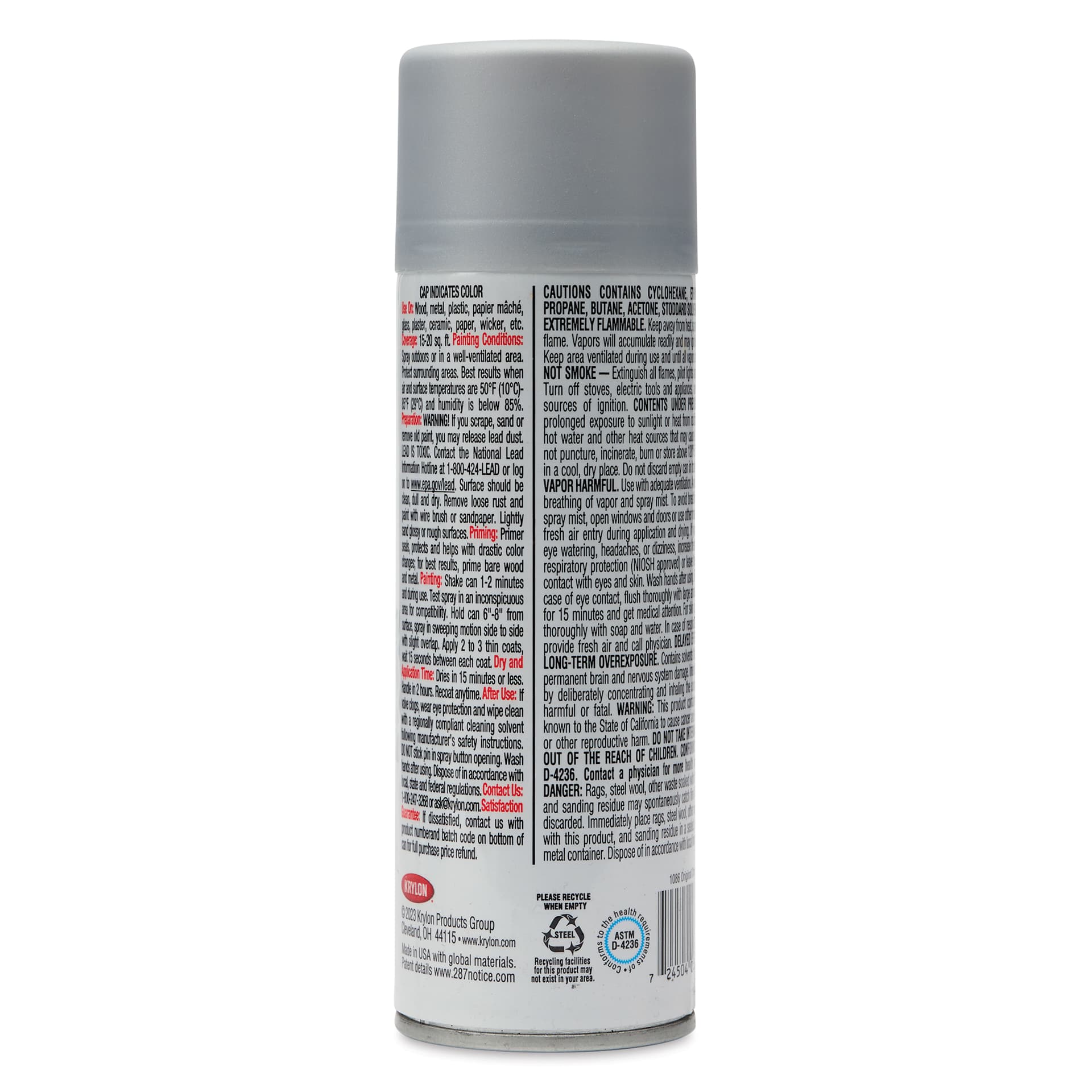 Krylon Foil Metallic Spray Paint - Original Chrome, 6 oz, back of can