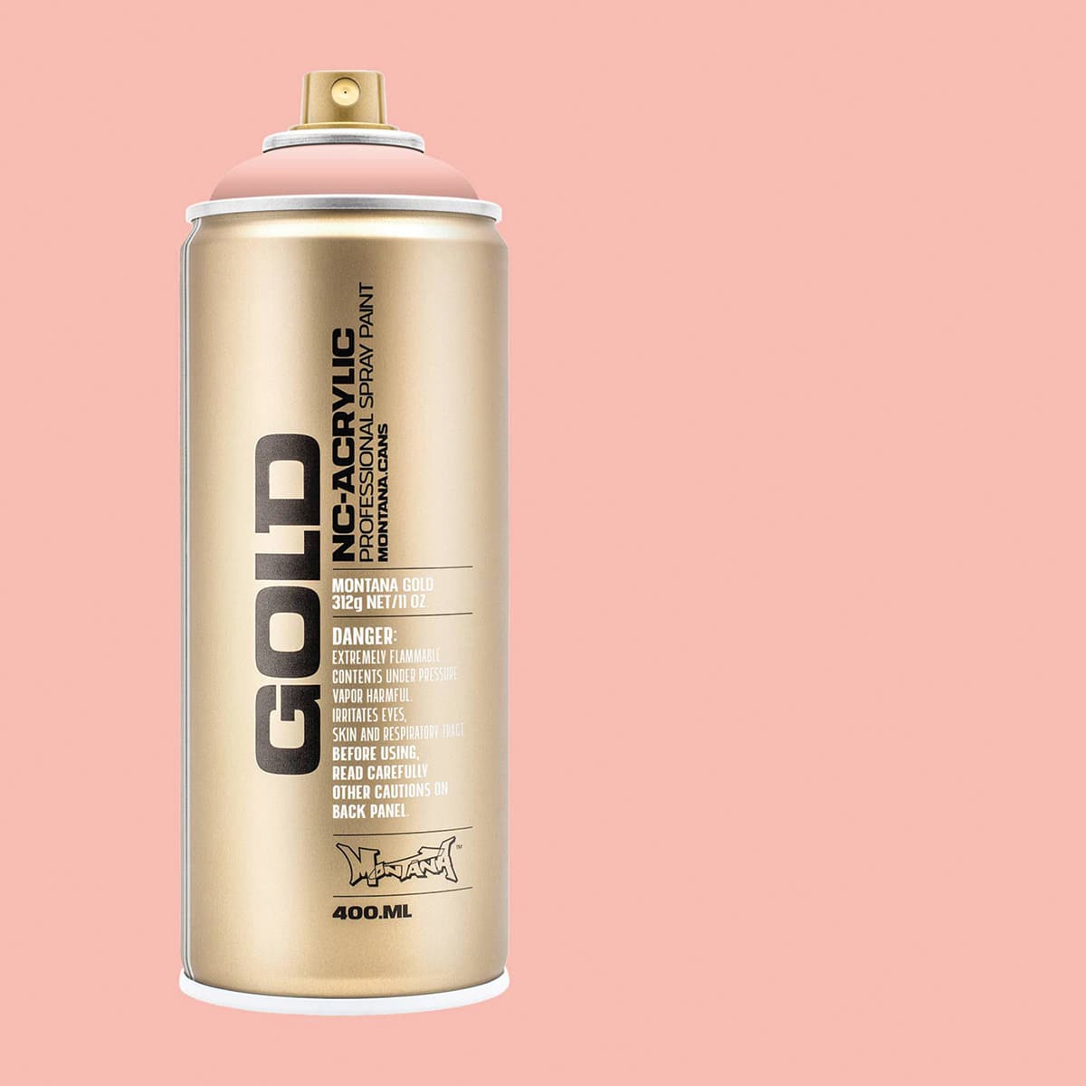 Montana Gold Acrylic Professional Spray Paint - Shrimp Pastel, 400 ml (Spray can with color swatch)