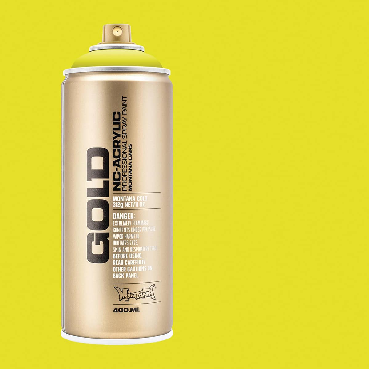 Montana Gold Acrylic Professional Spray Paint - Poison Light, 400 ml (Spray can with color swatch)
