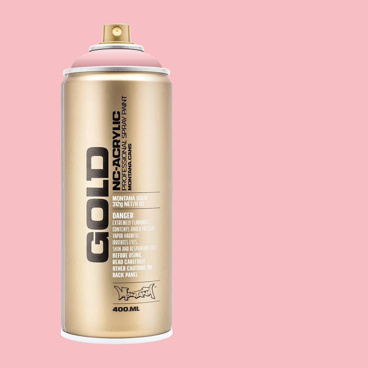 Montana Gold Acrylic Professional Spray Paint - Lychee, 400 ml (Spray can with color swatch)