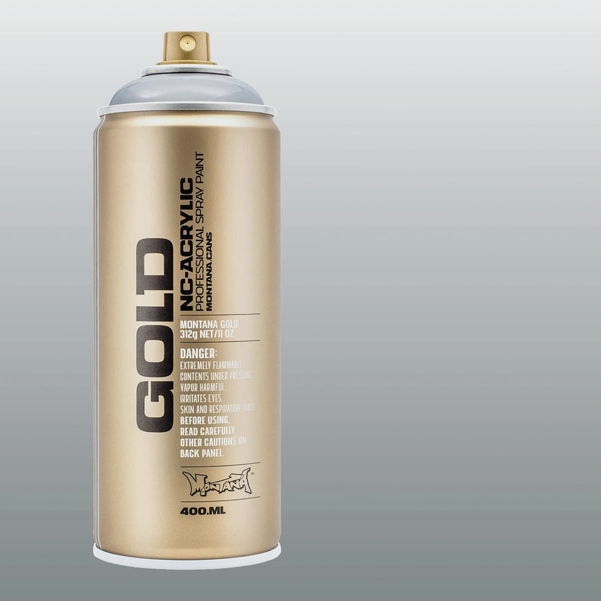 Montana Gold Acrylic Professional Spray Paint - Transparent Gravel, 400 ml (Spray can with color swatch)