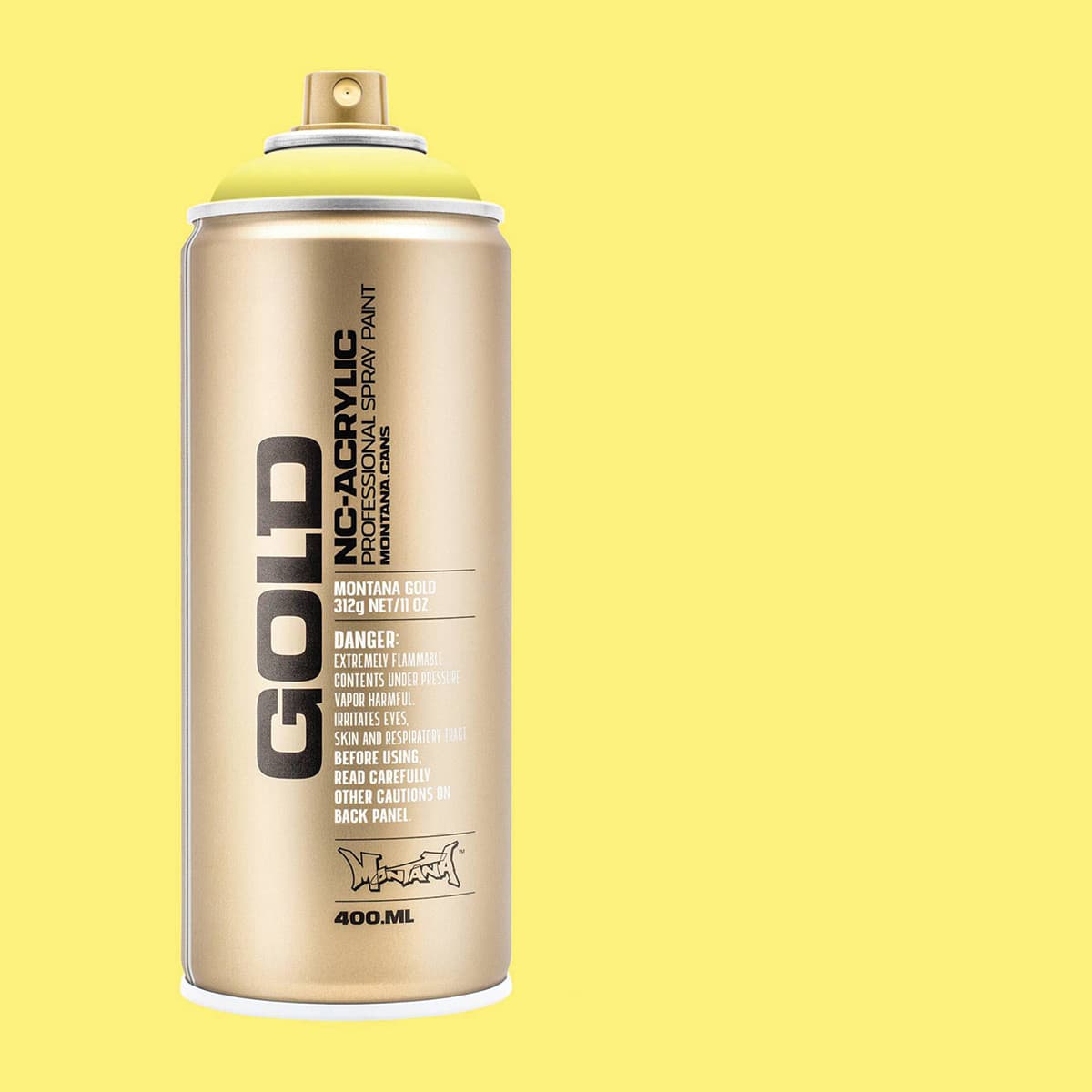 Montana Gold Acrylic Professional Spray Paint - Butta, 400 ml (Spray can with color swatch)