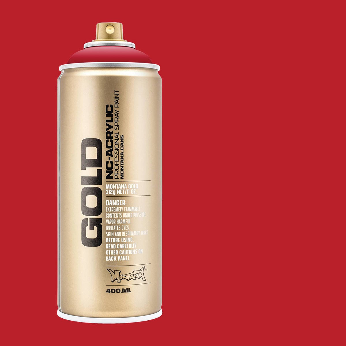 Montana Gold Acrylic Professional Spray Paint - Ketchup, 400 ml (Spray can with color swatch)