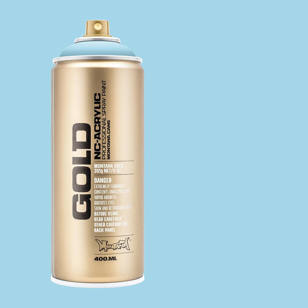 Montana Gold Acrylic Professional Spray Paint - Fresh Blue, 400 ml (Spray can with color swatch)