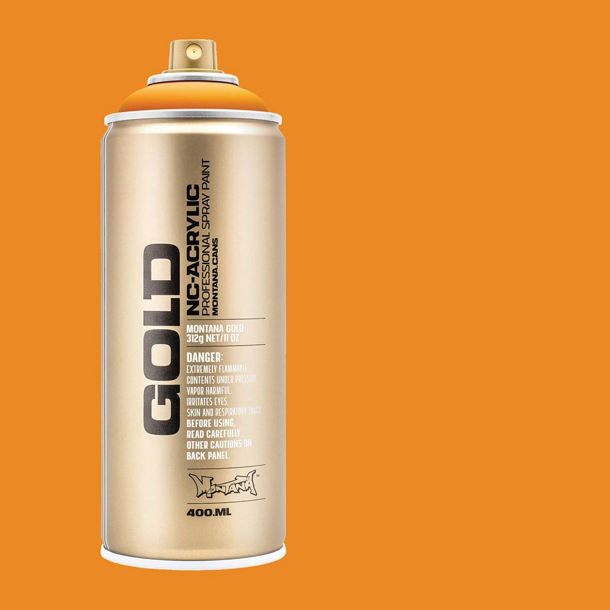Montana Gold Acrylic Professional Spray Paint - Golden Yellow, 400 ml (Spray can with color swatch)