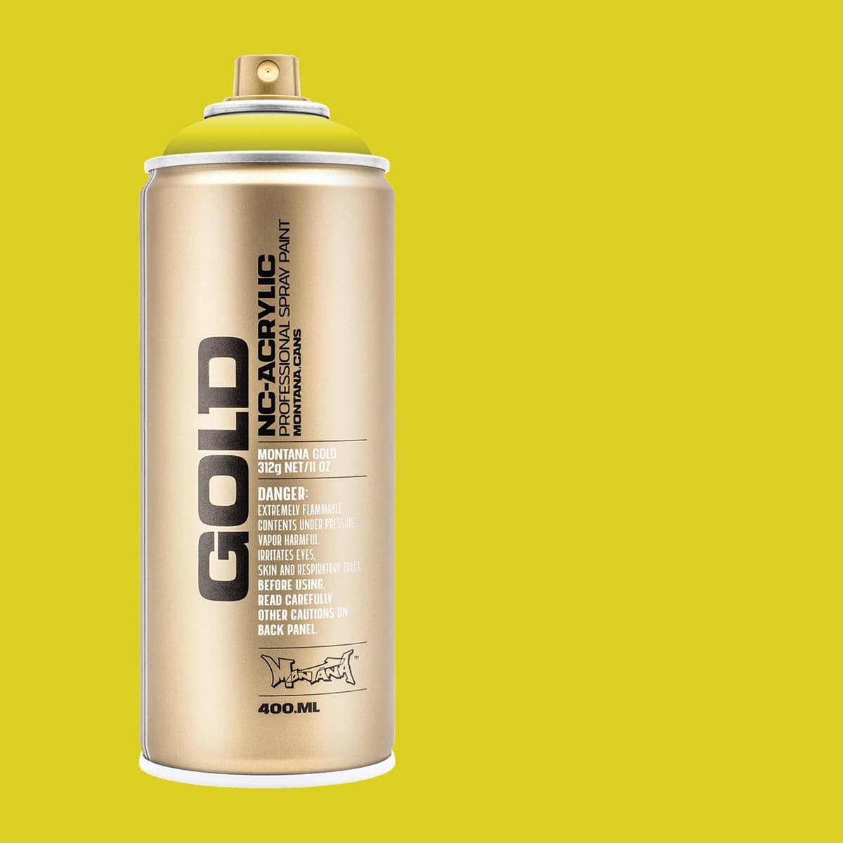Montana Gold Acrylic Professional Spray Paint - Banana Joe, 400 ml (Spray can with color swatch)