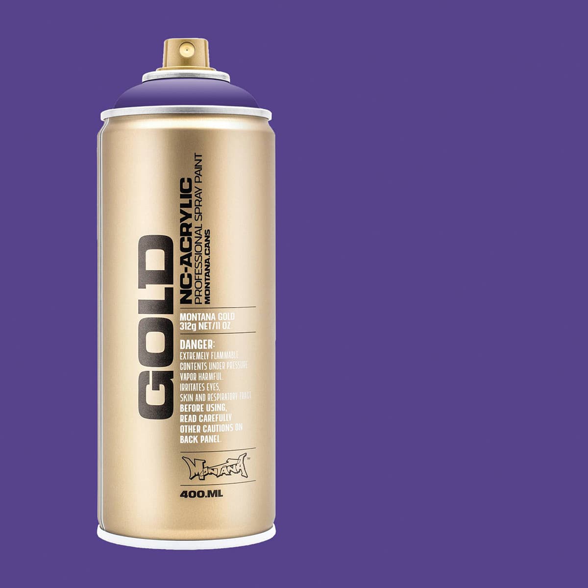 Montana Gold Acrylic Professional Spray Paint - Lavender, 400 ml (Spray can with color swatch)