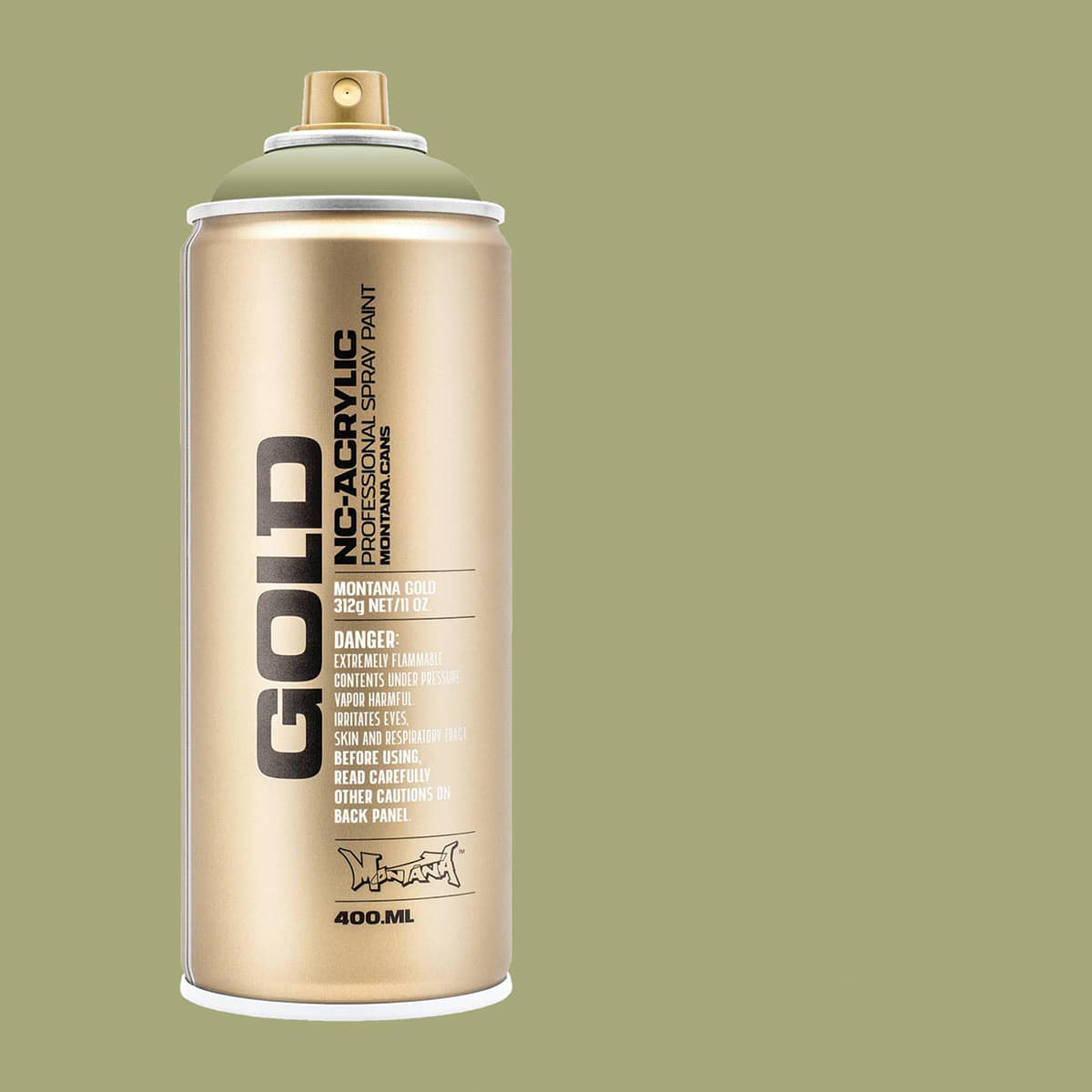 Montana Gold Acrylic Professional Spray Paint - Manila Light, 400 ml (Spray can with color swatch)
