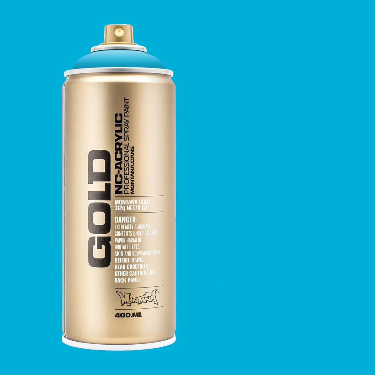 Montana Gold Acrylic Professional Spray Paint - Bermuda, 400 ml (Spray can with color swatch)