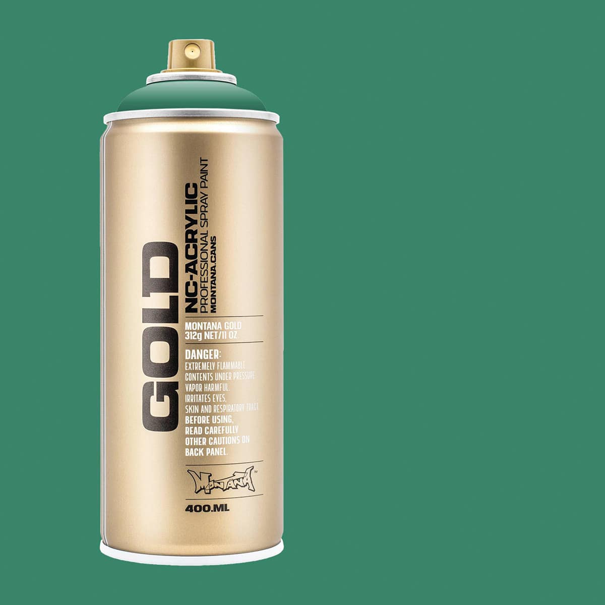 Montana Gold Acrylic Professional Spray Paint - Malachite Dark, 400 ml (Spray can with color swatch)
