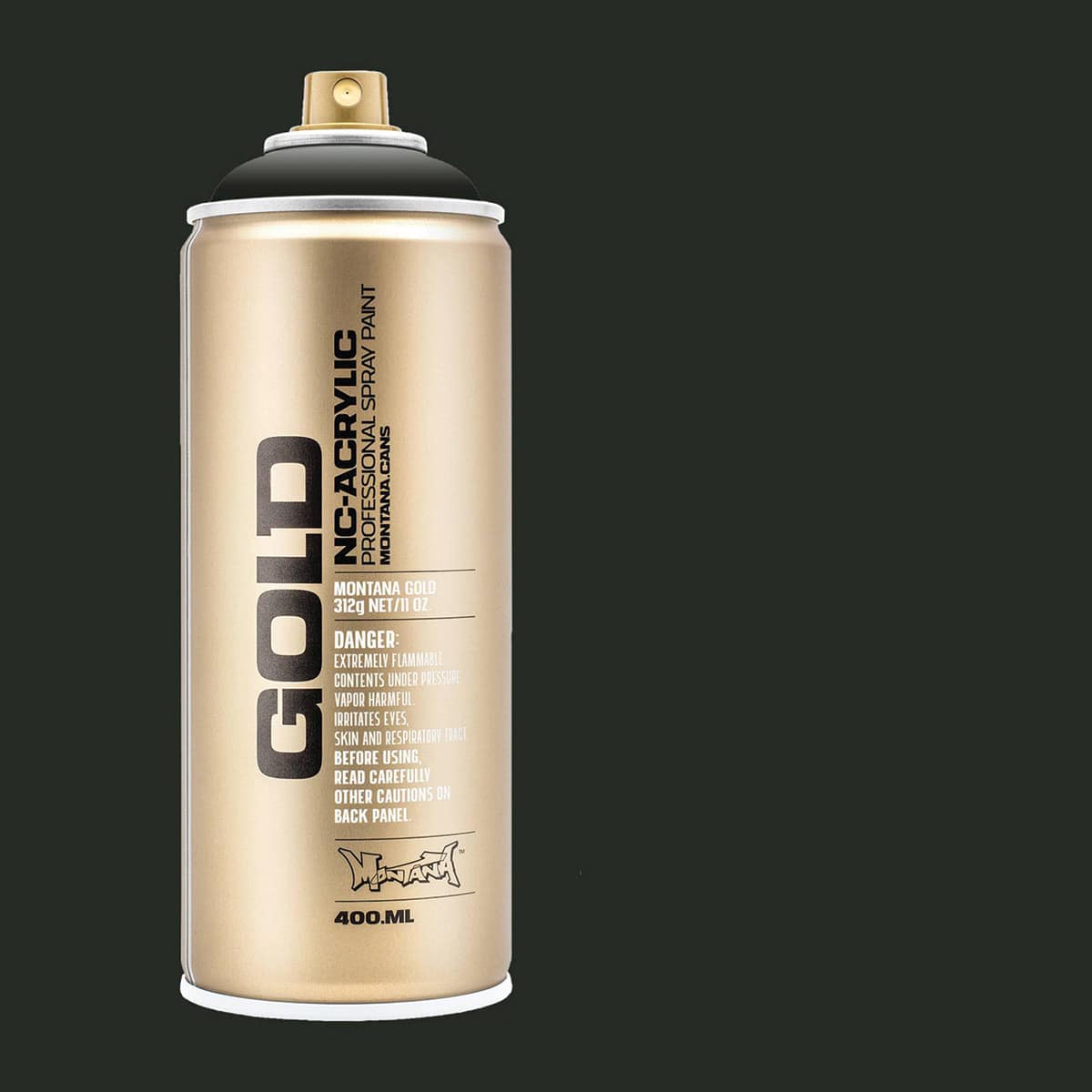 Montana Gold Acrylic Professional Spray Paint - Military Green, 400 ml (Spray can with color swatch)
