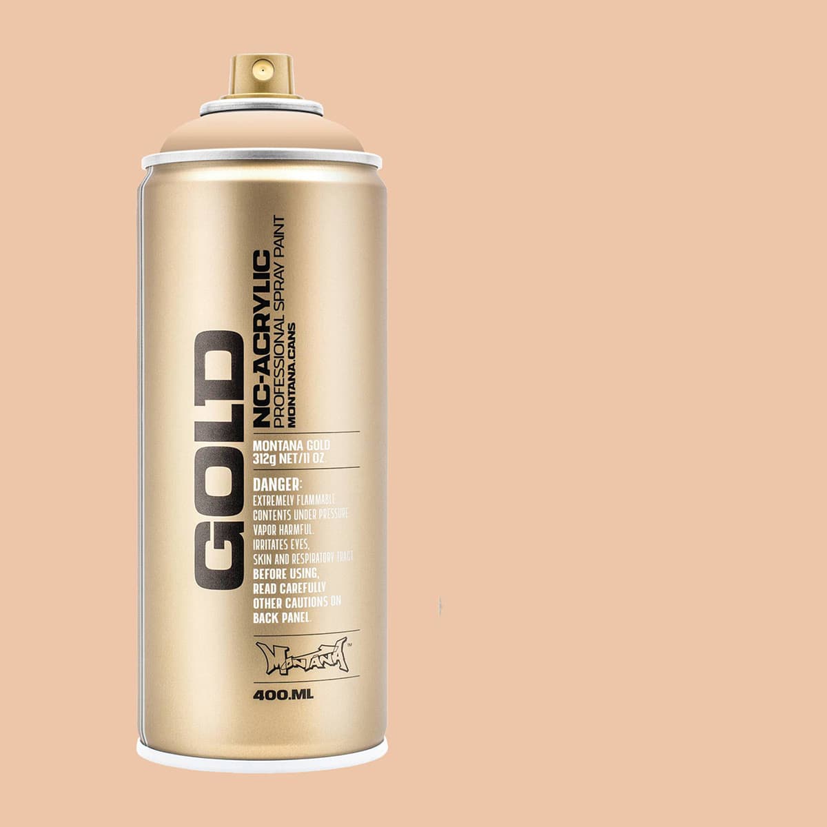 Montana Gold Acrylic Professional Spray Paint - Cappuccino, 400 ml (Spray can with color swatch)