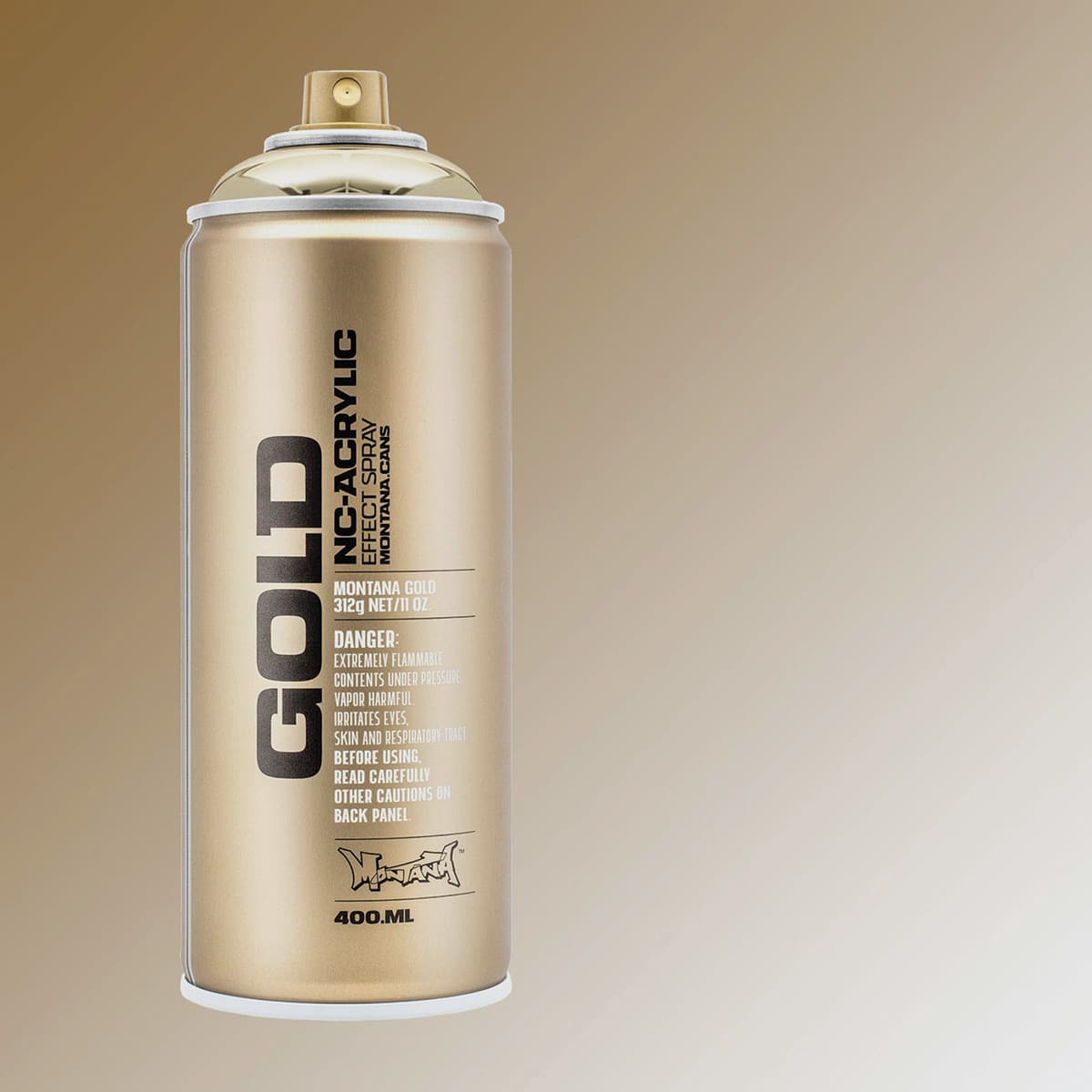 Montana Gold Acrylic Chrome Effect Spray Paint - Goldchrome (Metallic), 400 ml (Spray can with color swatch)
