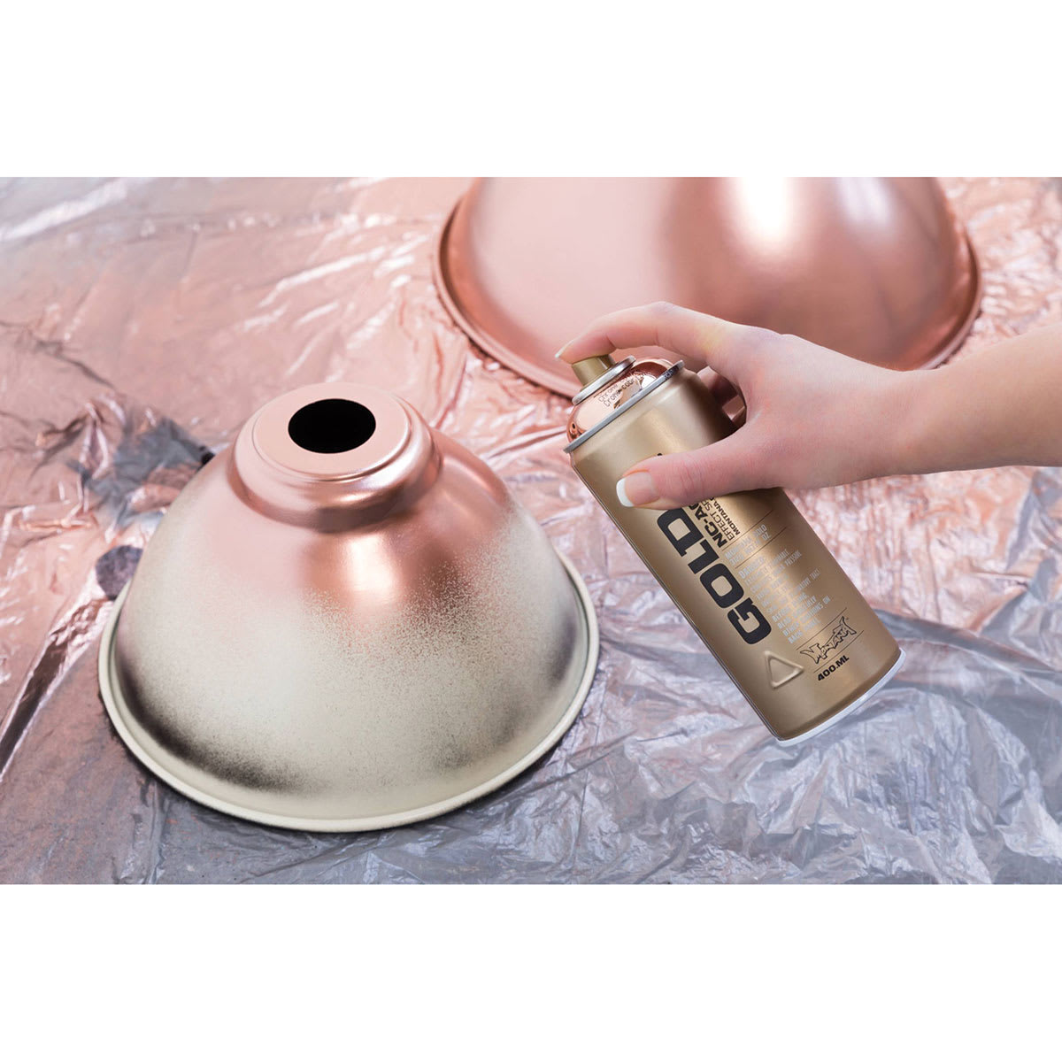 Montana Gold Acrylic Chrome Effect Spray Paint - lamp shade with spray paint