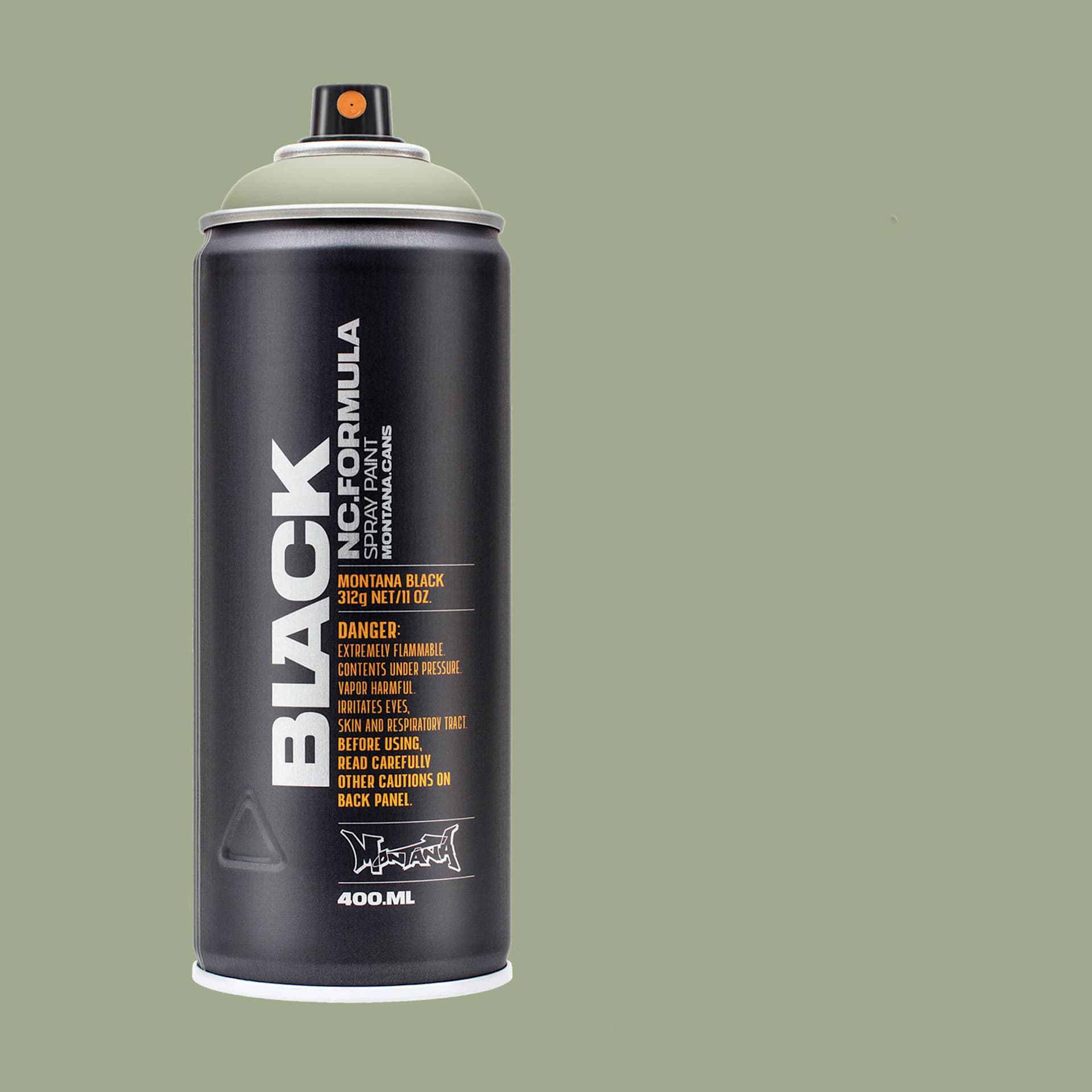 Montana Black Spray Paint - Hannible, 400 ml can with swatch