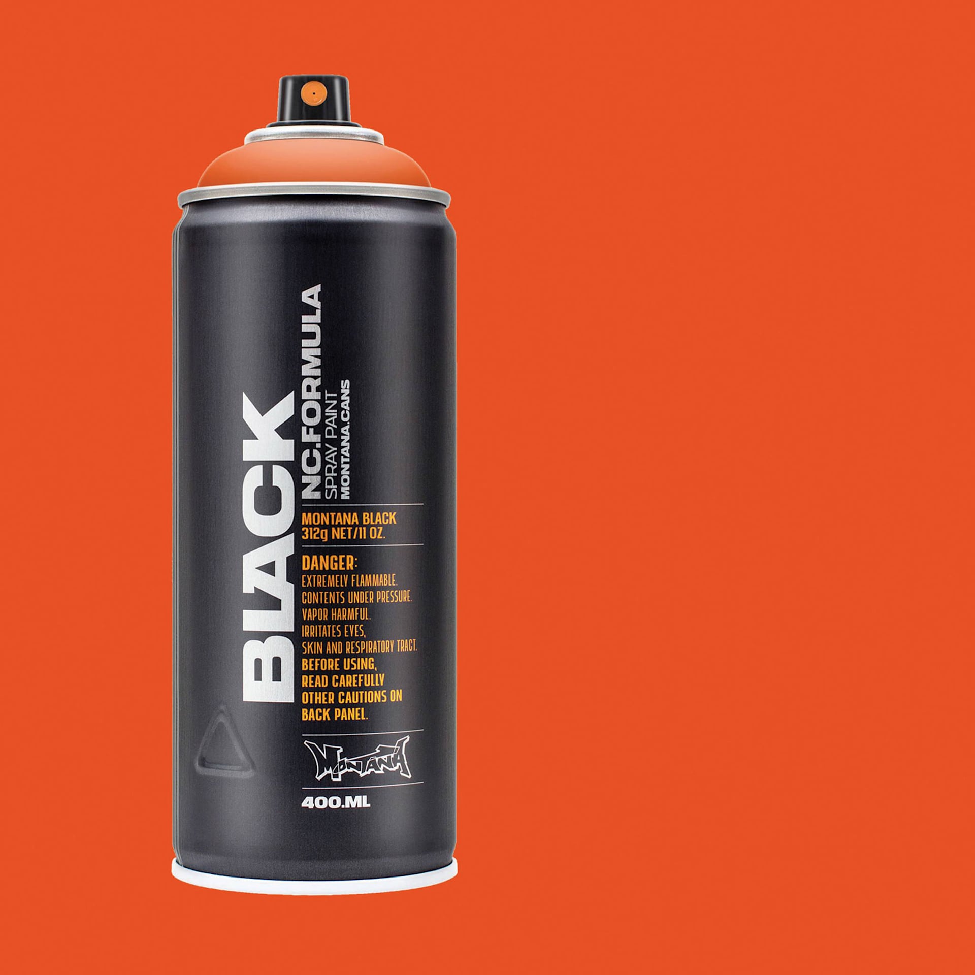 Montana Black Spray Paint - Halloween, 400 ml can with swatch