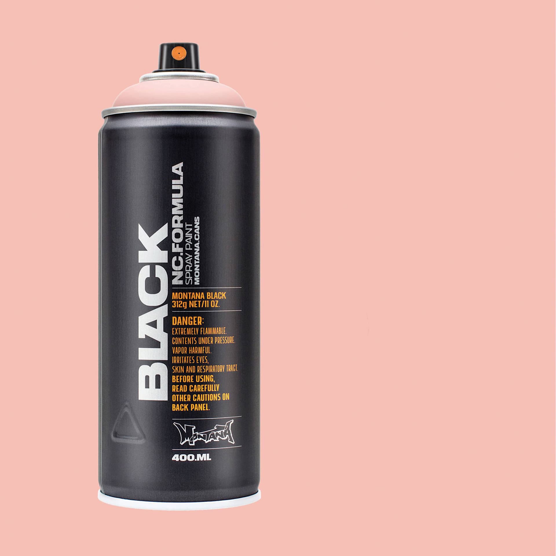 Montana Black Spray Paint - Cockatail, 400 ml can with swatch