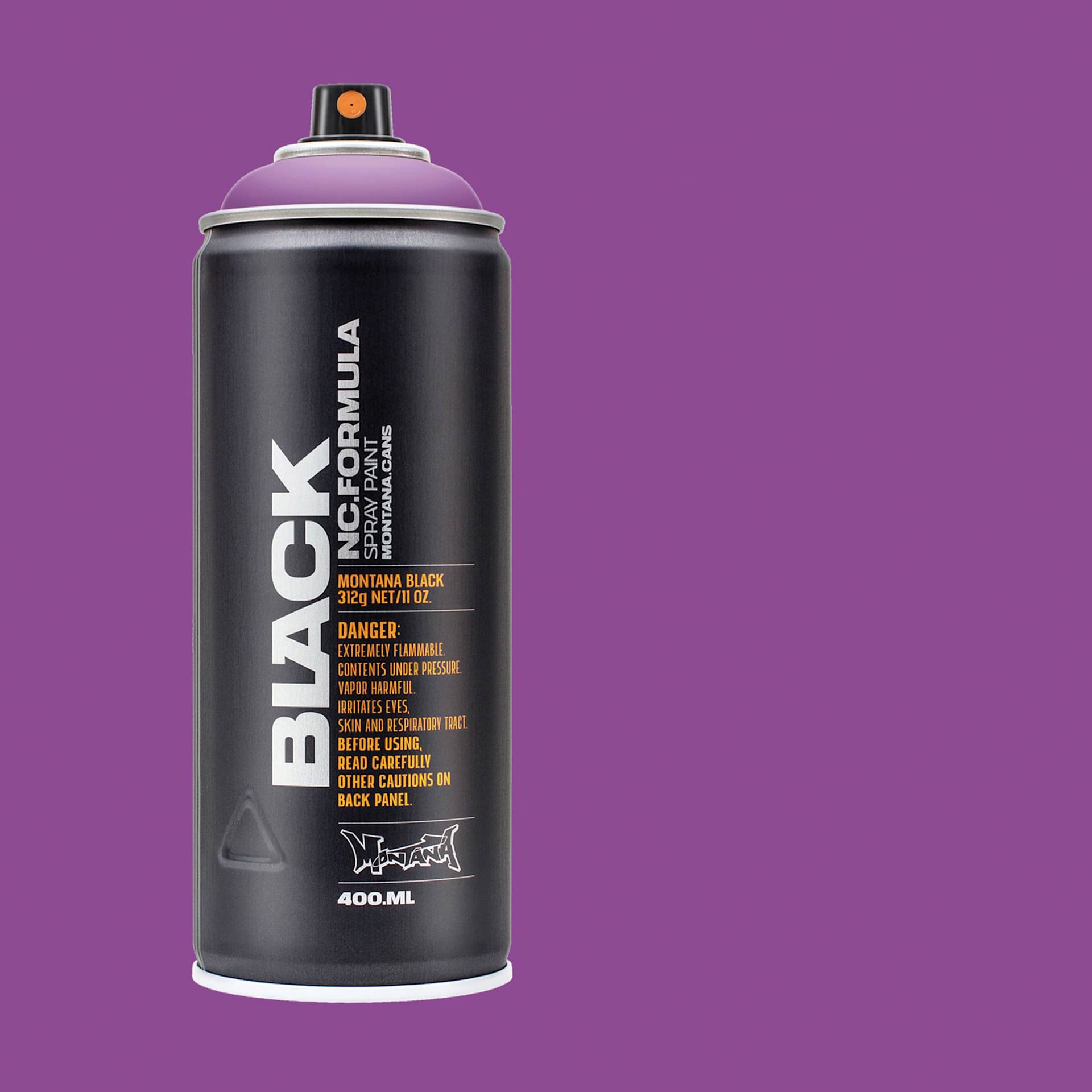 Montana Black Spray Paint - Monster, 400 ml can with swatch