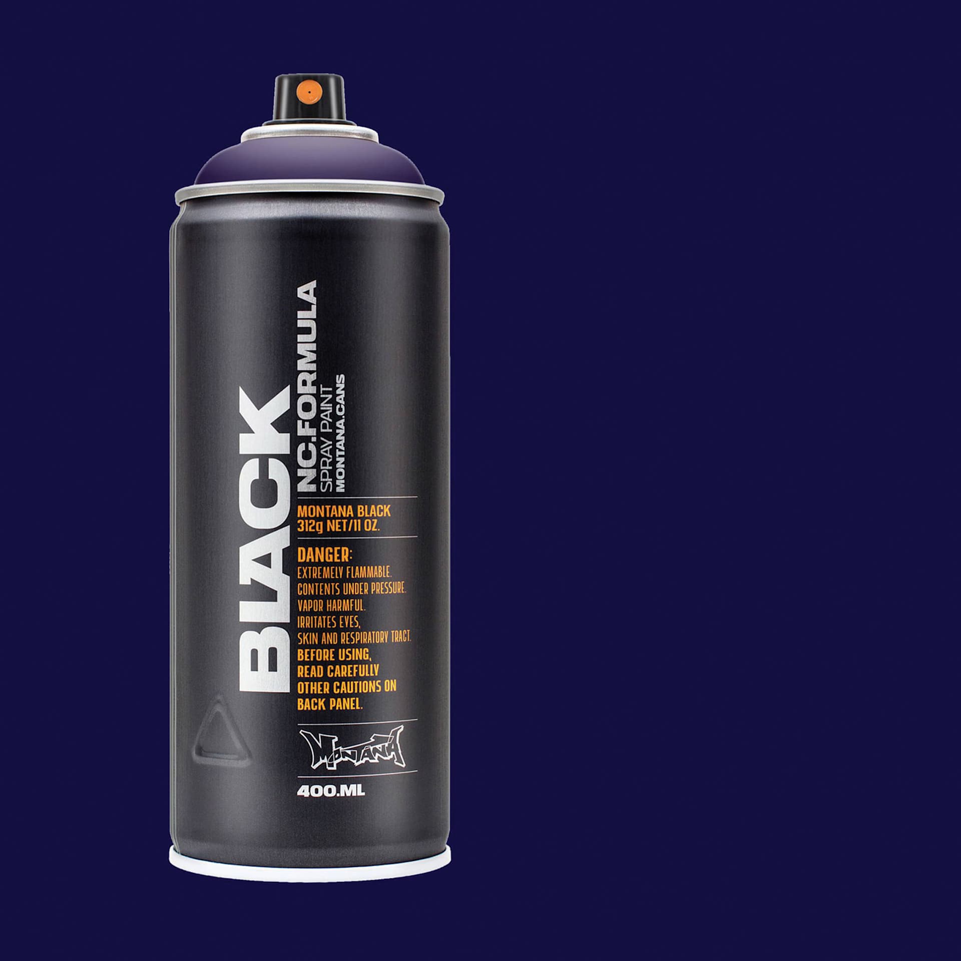 Montana Black Spray Paint - Universe, 400 ml can with swatch