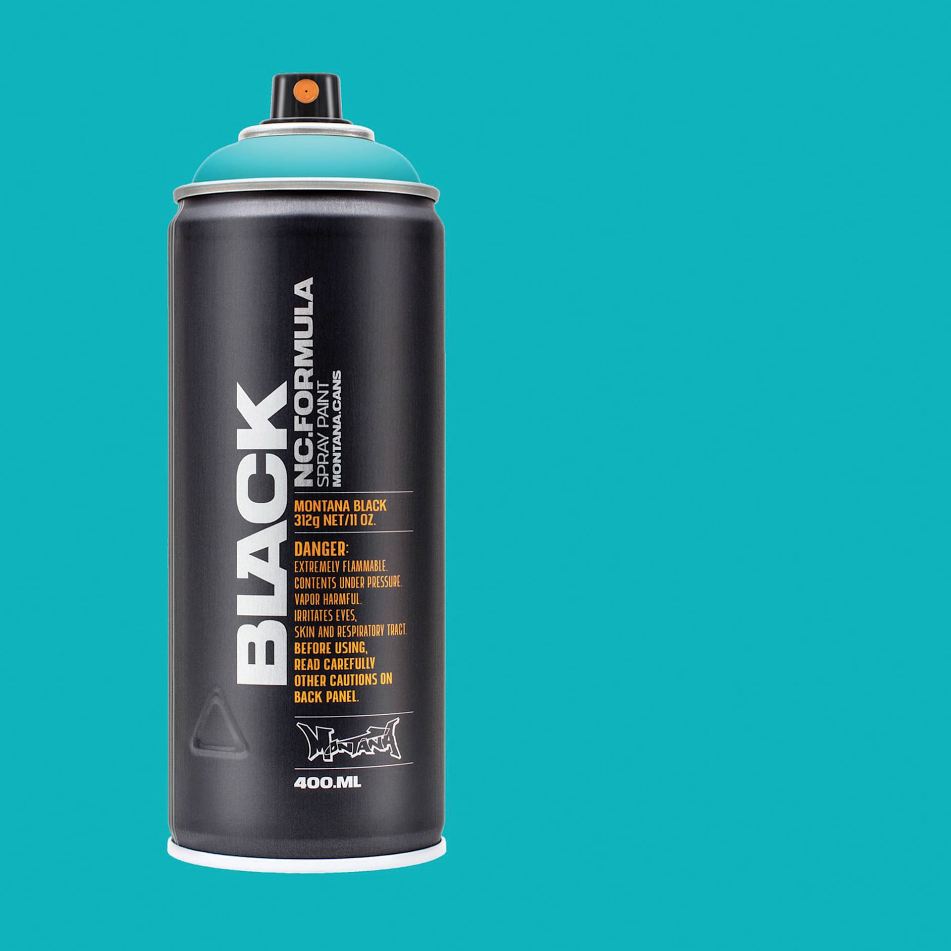 Montana Black Spray Paint - Cool Cologne, 400 ml can with swatch