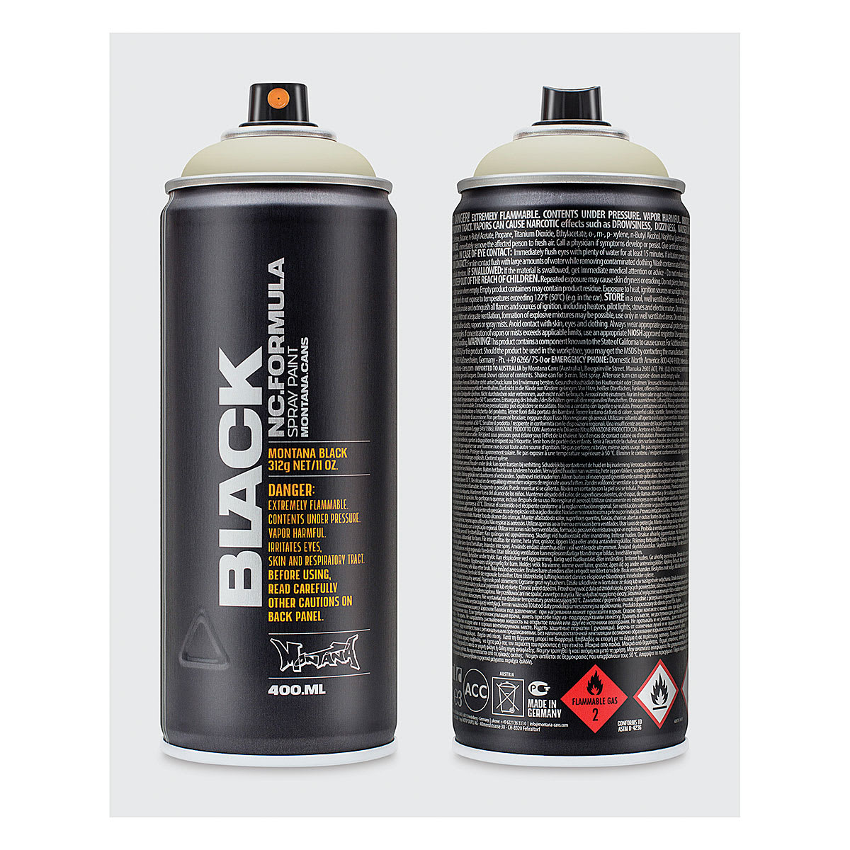 Montana Black Spray Paint - Face, 400 ml can
