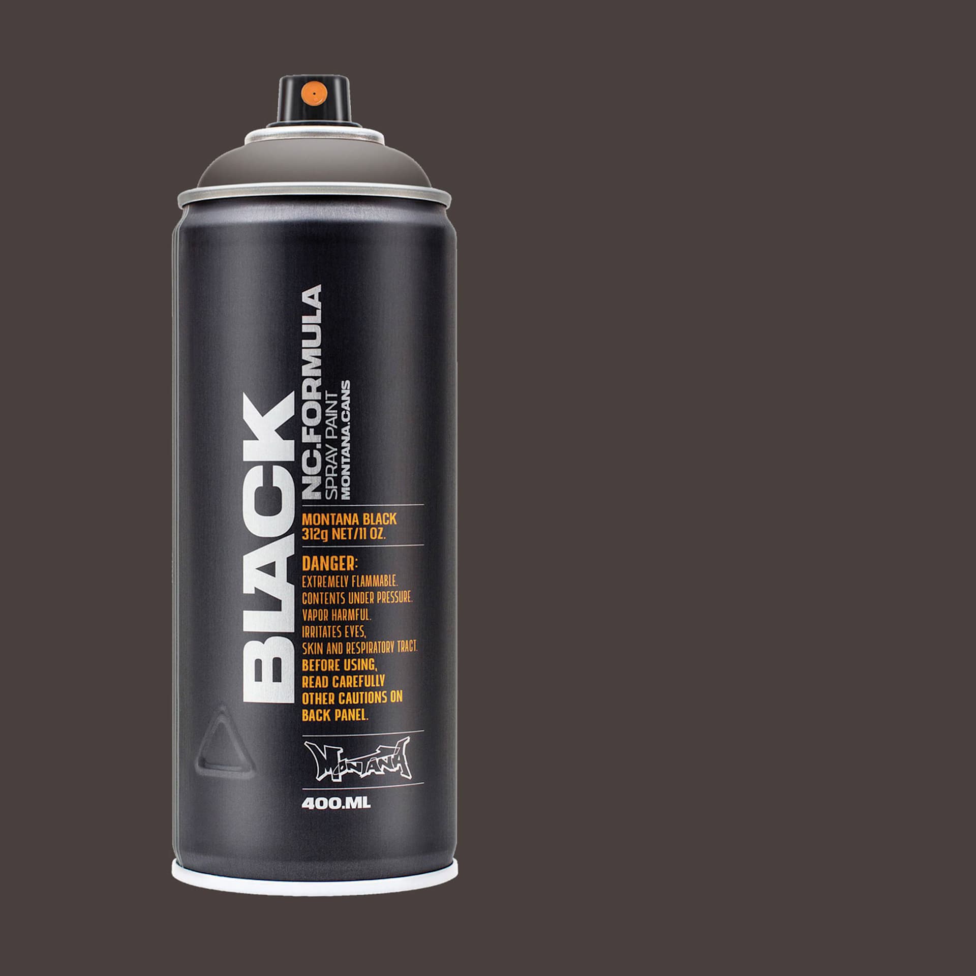 Montana Black Spray Paint - Ant, 400 ml can with swatch