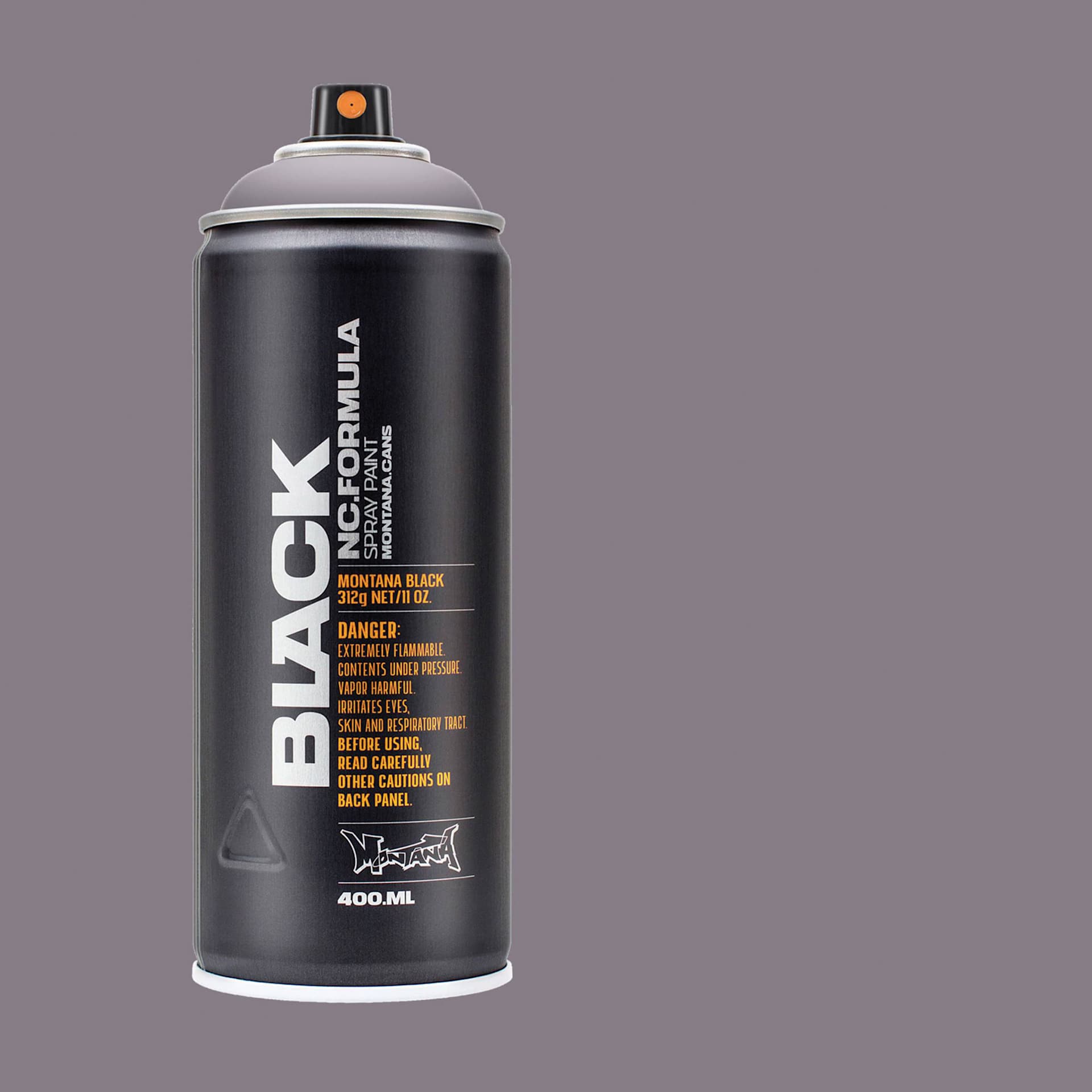 Montana Black Spray Paint - Morpheus, 400 ml can with swatch
