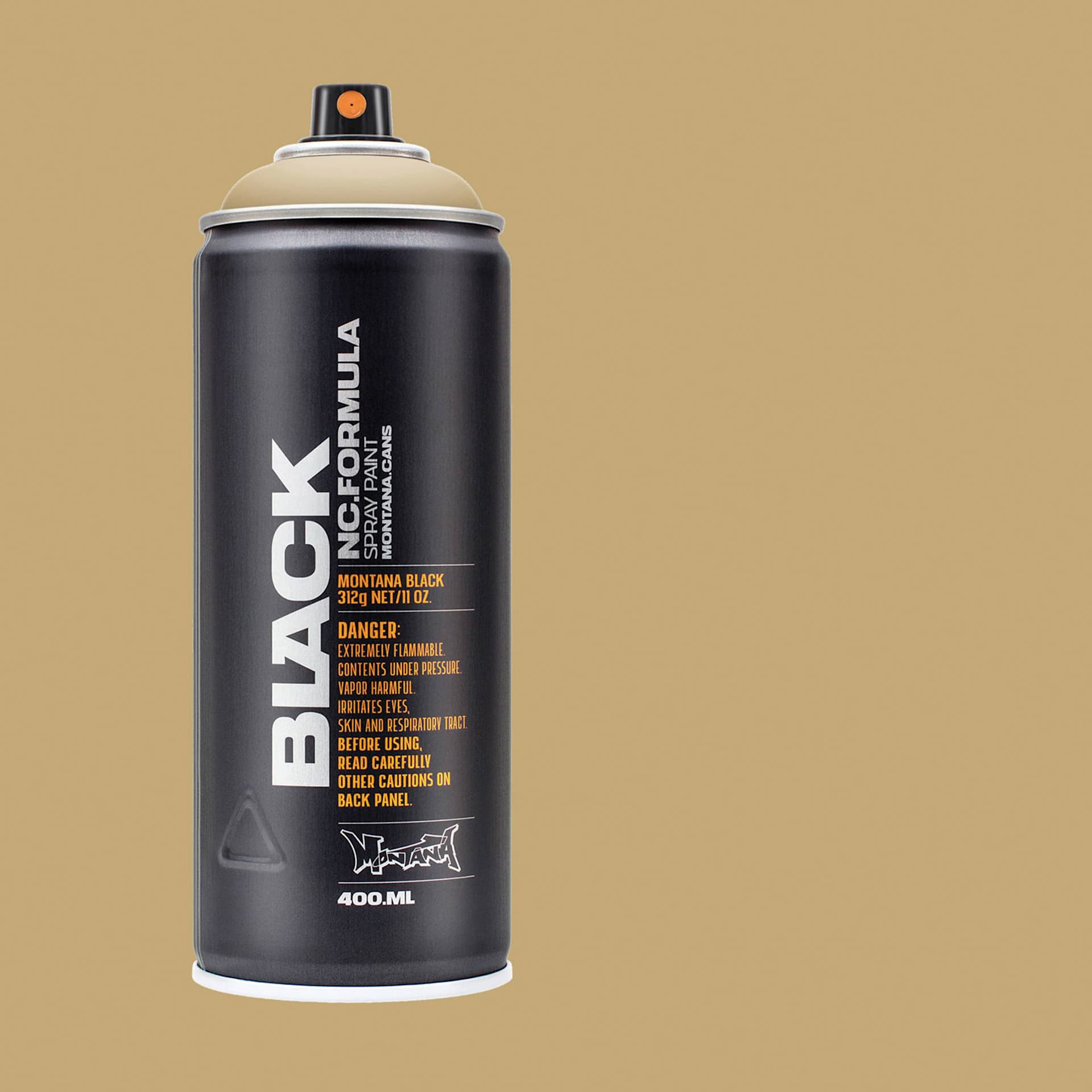Montana Black Spray Paint - Arabian, 400 ml can with swatch