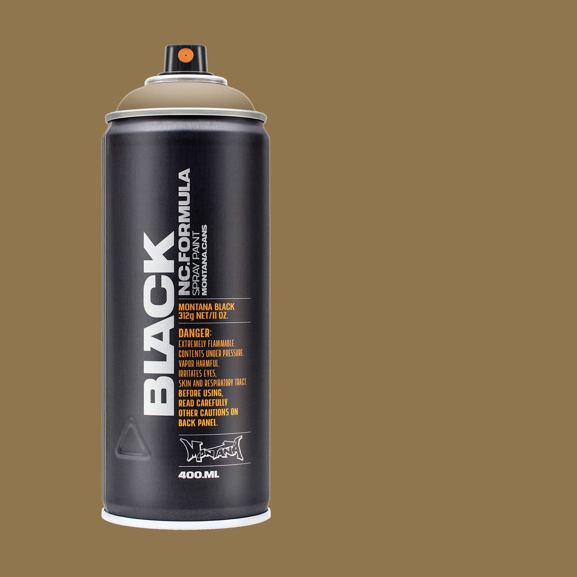 Montana Black Spray Paint - Syrian, 400 ml can with swatch