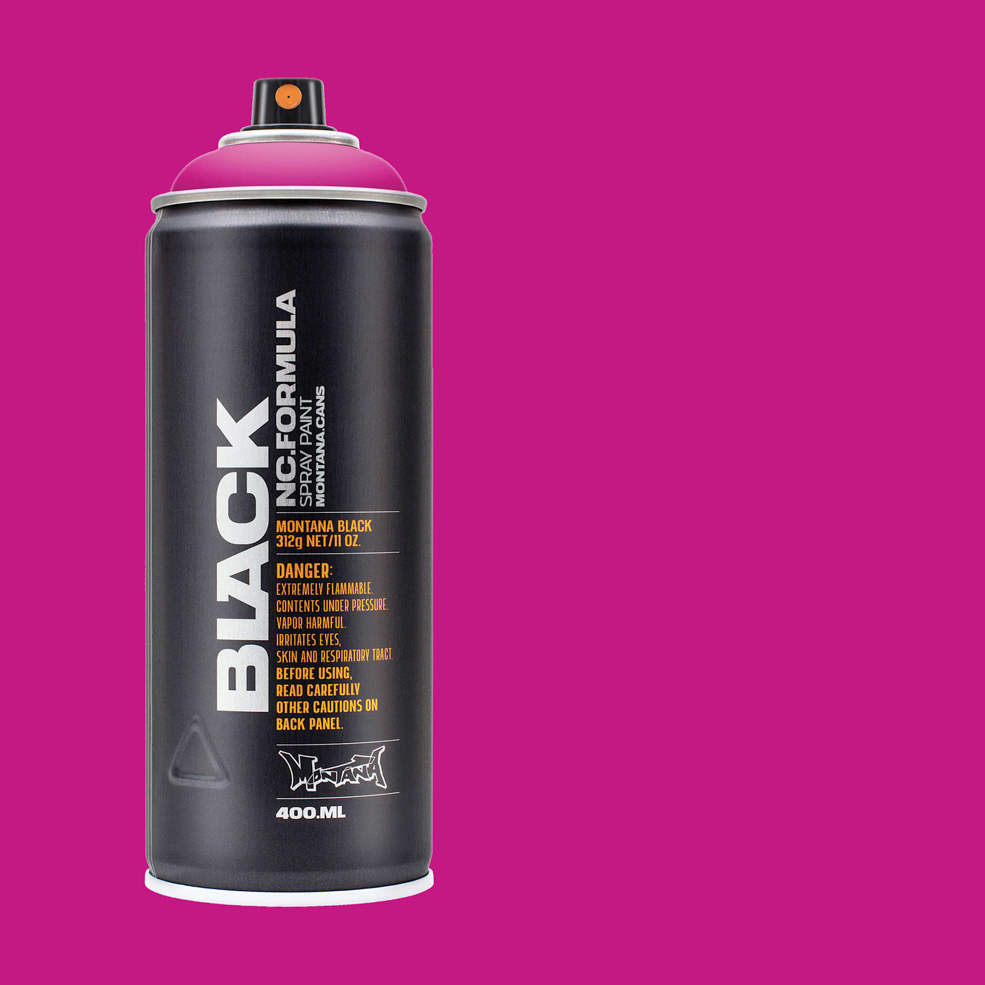 Montana Black Spray Paint - Freak, 400 ml can with swatch