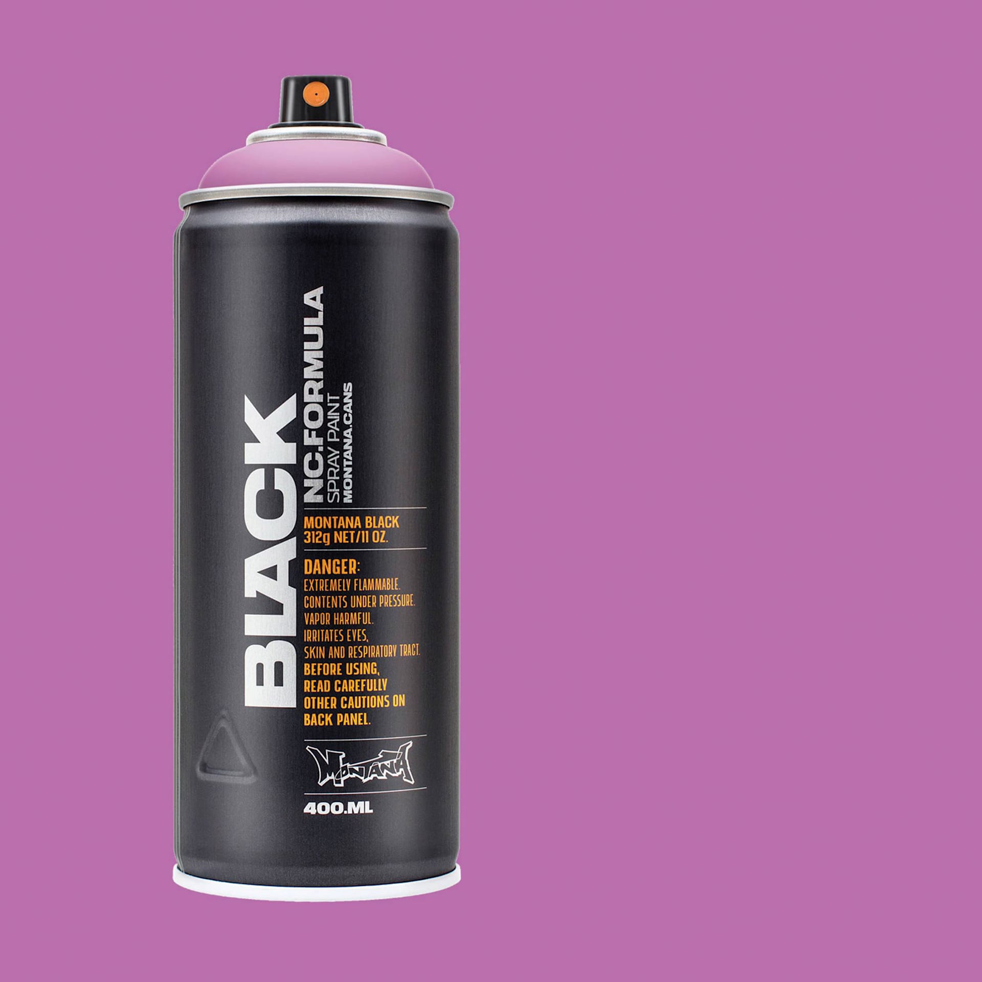 Montana Black Spray Paint - Magic, 400 ml can with swatch