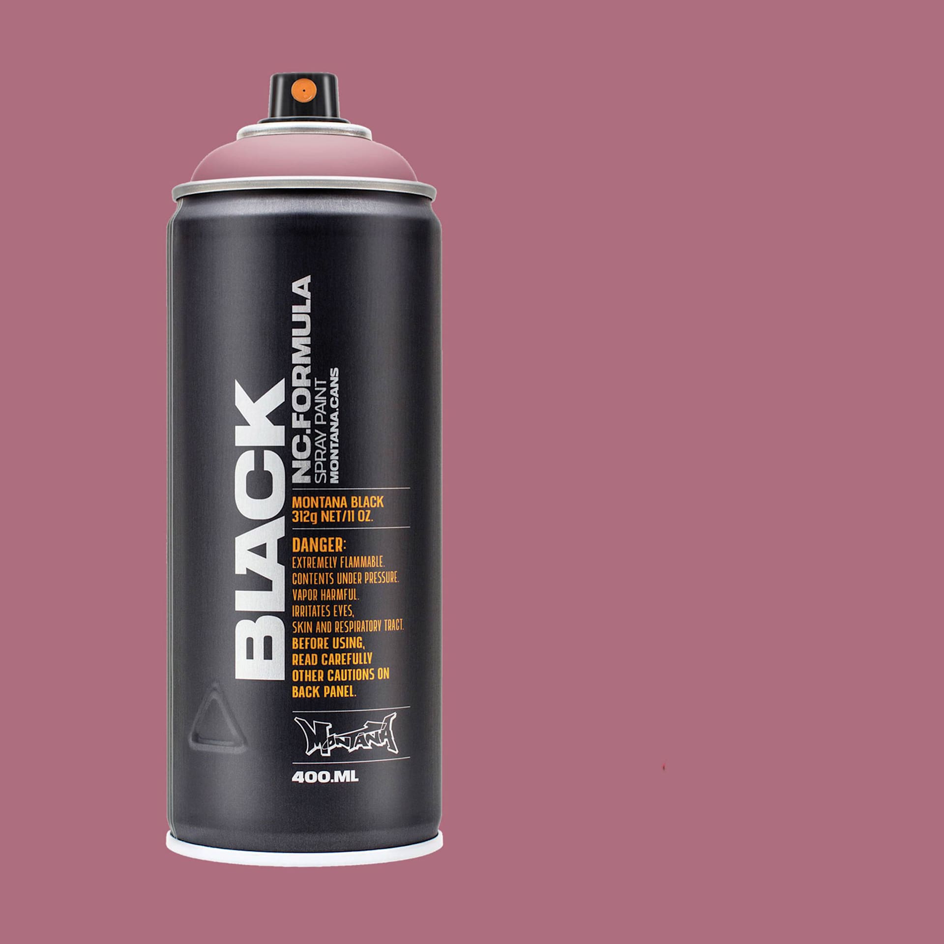 Montana Black Spray Paint - Plum, 400 ml can with swatch