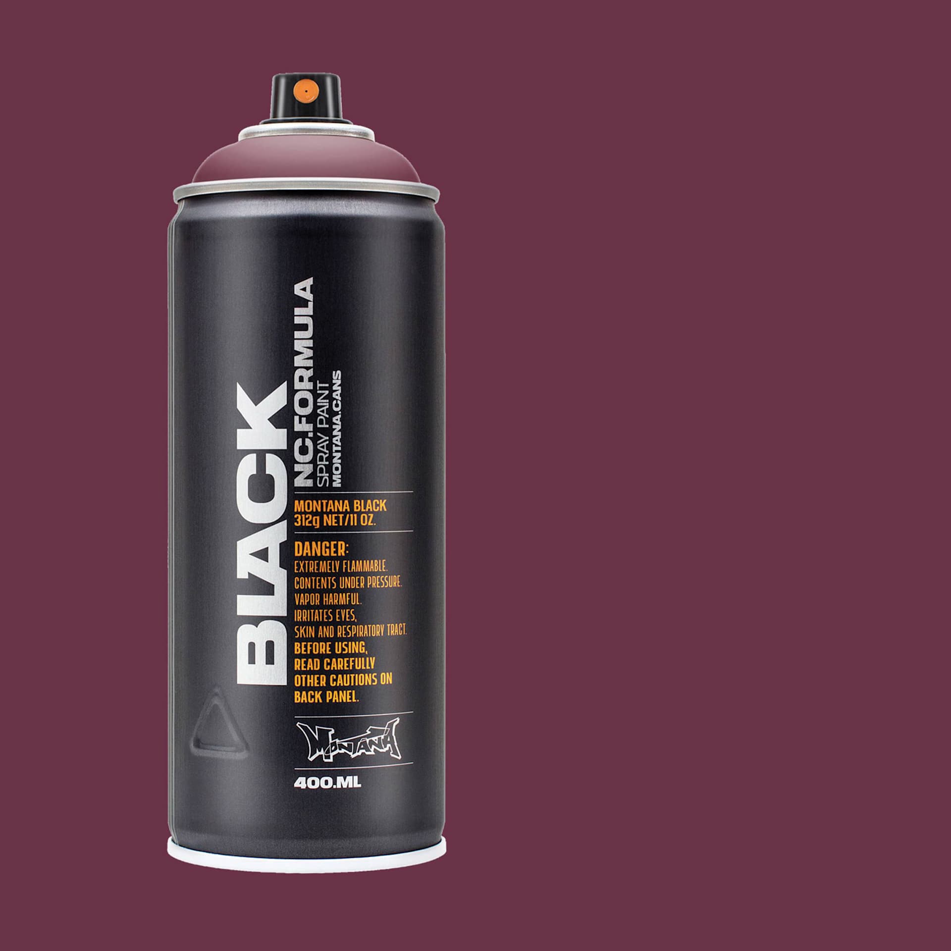 Montana Black Spray Paint - Amethyst, 400 ml can with swatch